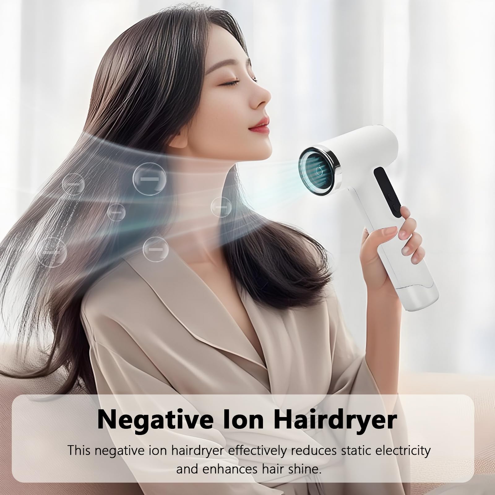 Kabelloser Haartrockner für Frauen, USB kabellos wiederaufladbar Akku föhn 100.000 U/min, 15.000 mAh Reiseföhn Heiß Kalt Wind Styling für Wohnheim, Studenten, Zuhause, Reisen (Weiß)