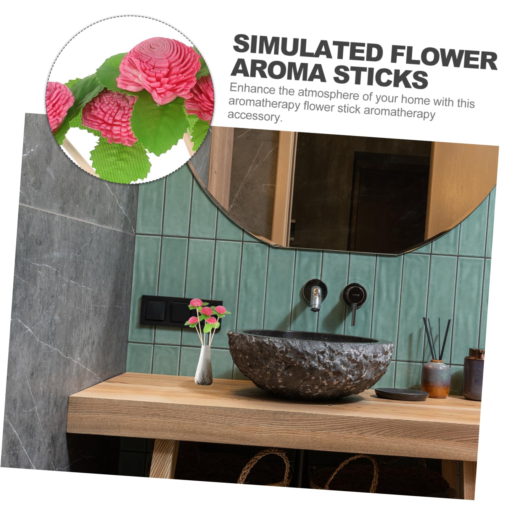 Bâtonnets Diffuseurs Floraux Lot de 5 en Rotin et Bois sans Flamme