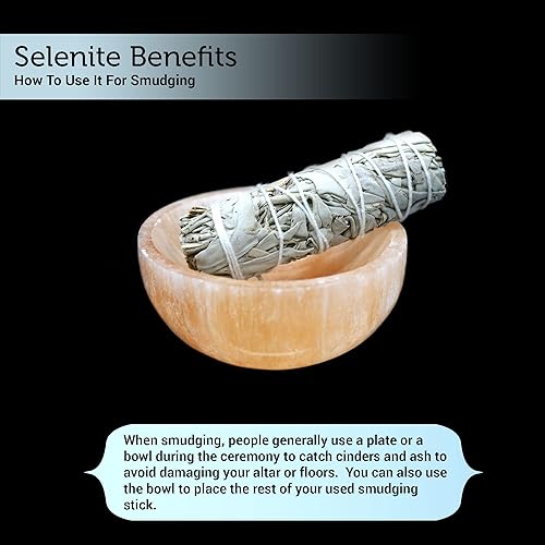 Miniatura 5 de Cuencos de cristal de selenita para manchas curación y recarga de cristales  Cuenco de manchas de selenita pura y estación de carga de cristal de