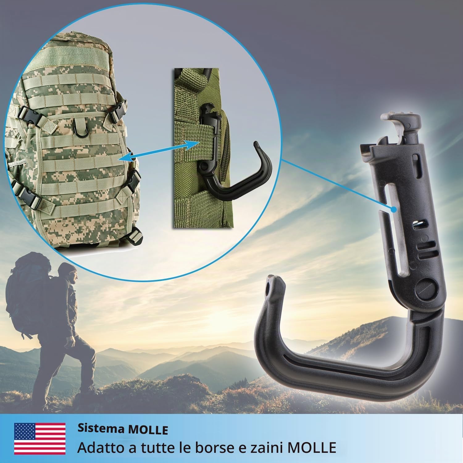 valonic 4 Pezzi D-ring Molle Tattico Cinghia Con Fibbia Di Chiusura Moschettone