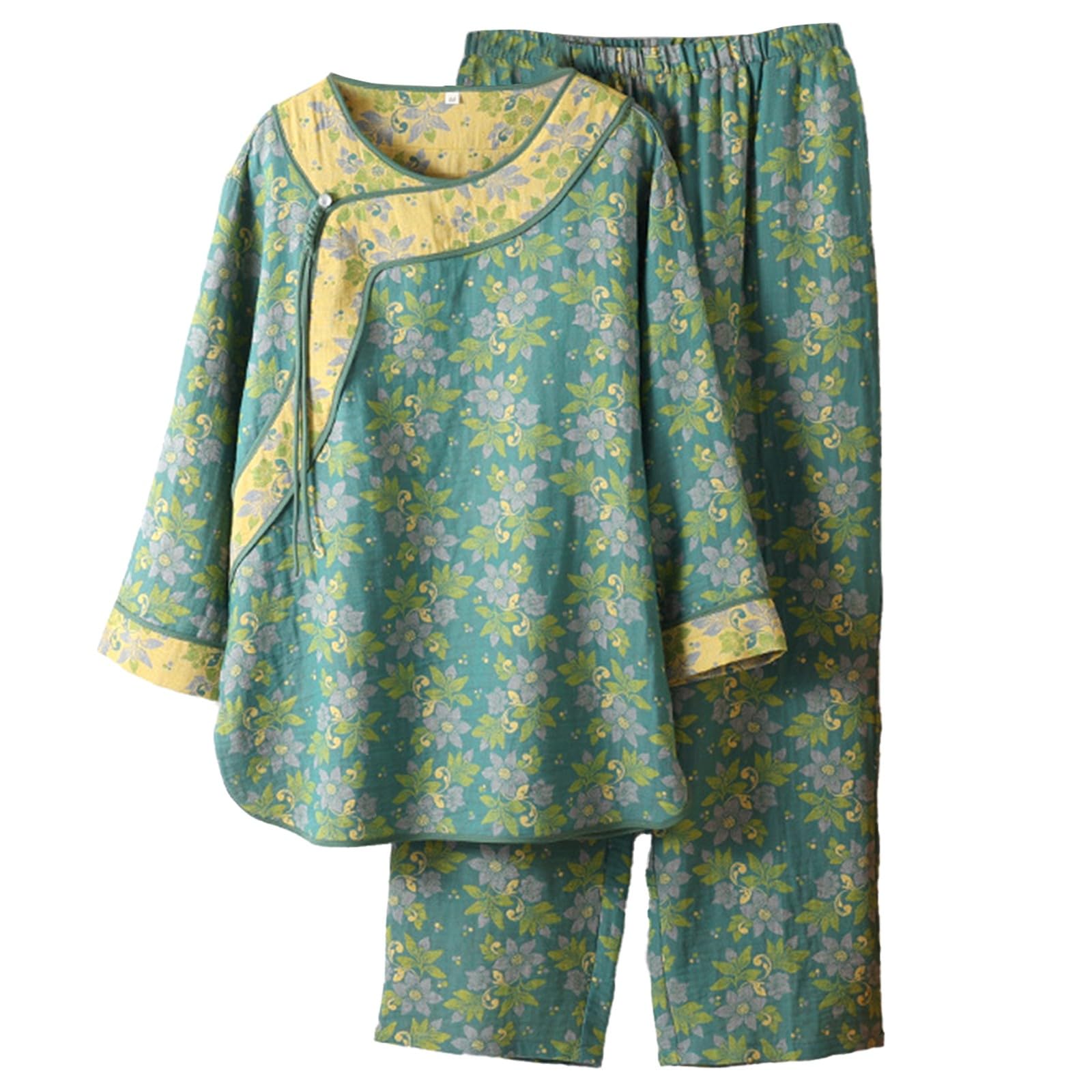 Da Donna in Cotone con Maniche A Nove Minuti E Cardigan Completo Casa, Pigiami di Natale Coppia Leggero Pigiama Estivo Corto Lungo Aperto Davanti Pyjamas Invernale Bottoni Mamma Pajamas