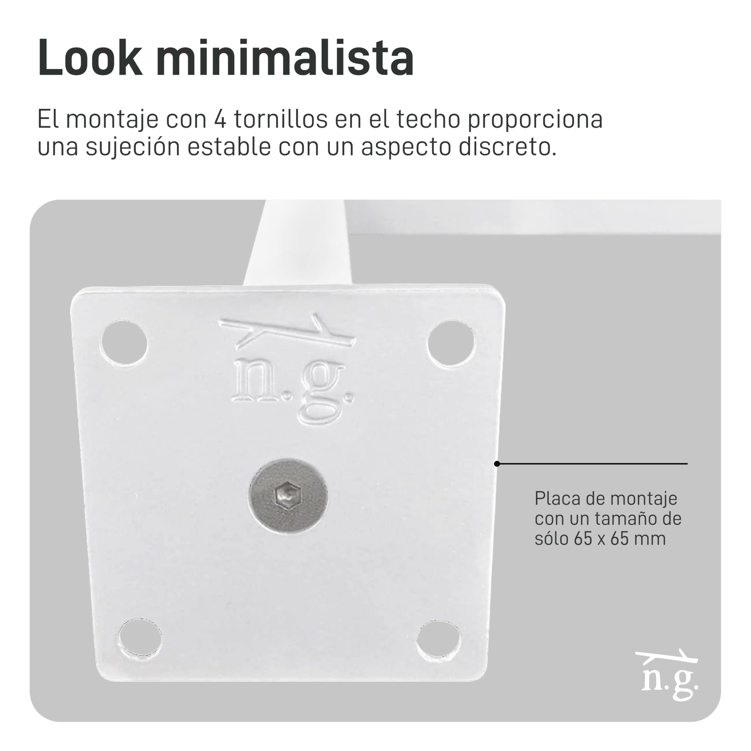 Natural Goods Berlin 1 Barra Rectangular para Ropa, Montaje en Pared, Estilo Industrial, Barras de Metal en Color Blanco, Sistema de Perchero de Pared de 150 x 30 cm