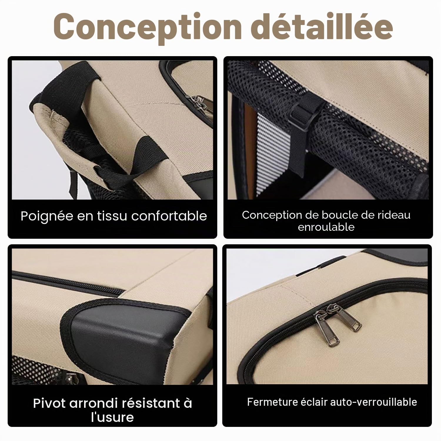 Caisse de Transport pour Chien,Cage Transport Chien,Manchon en Tissu Réglable,Enêtres en Maille Résistante à la Mastication, Utilisation en Intérieur/Extérieur, Pliable (82x59x59 cm)