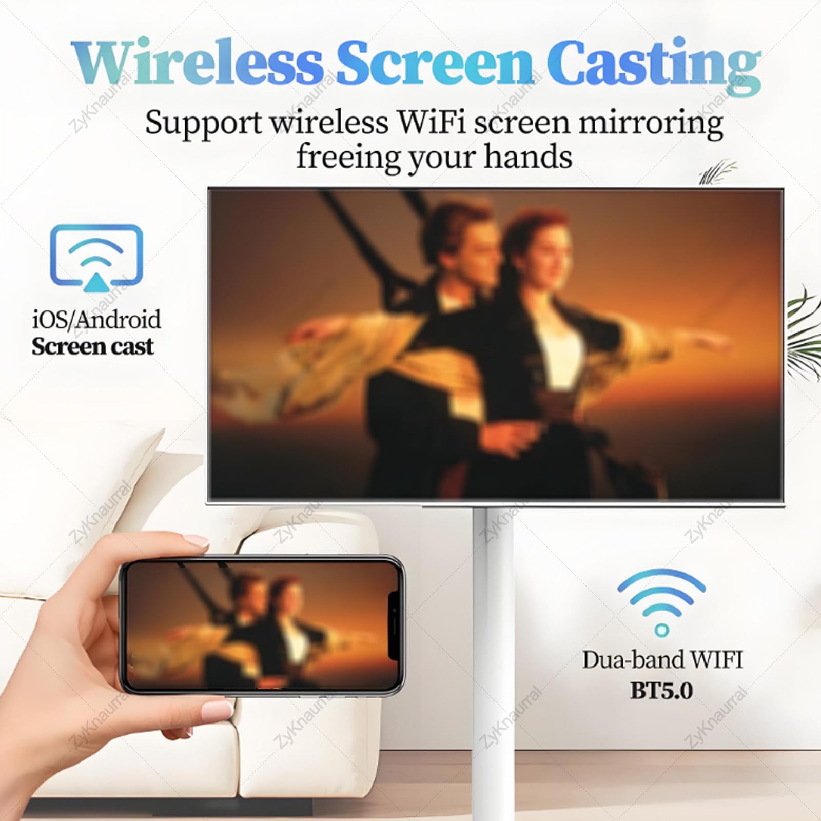 Smart TV portatile con touch screen girevole, batteria integrata e telecomando per intrattenimento mobile