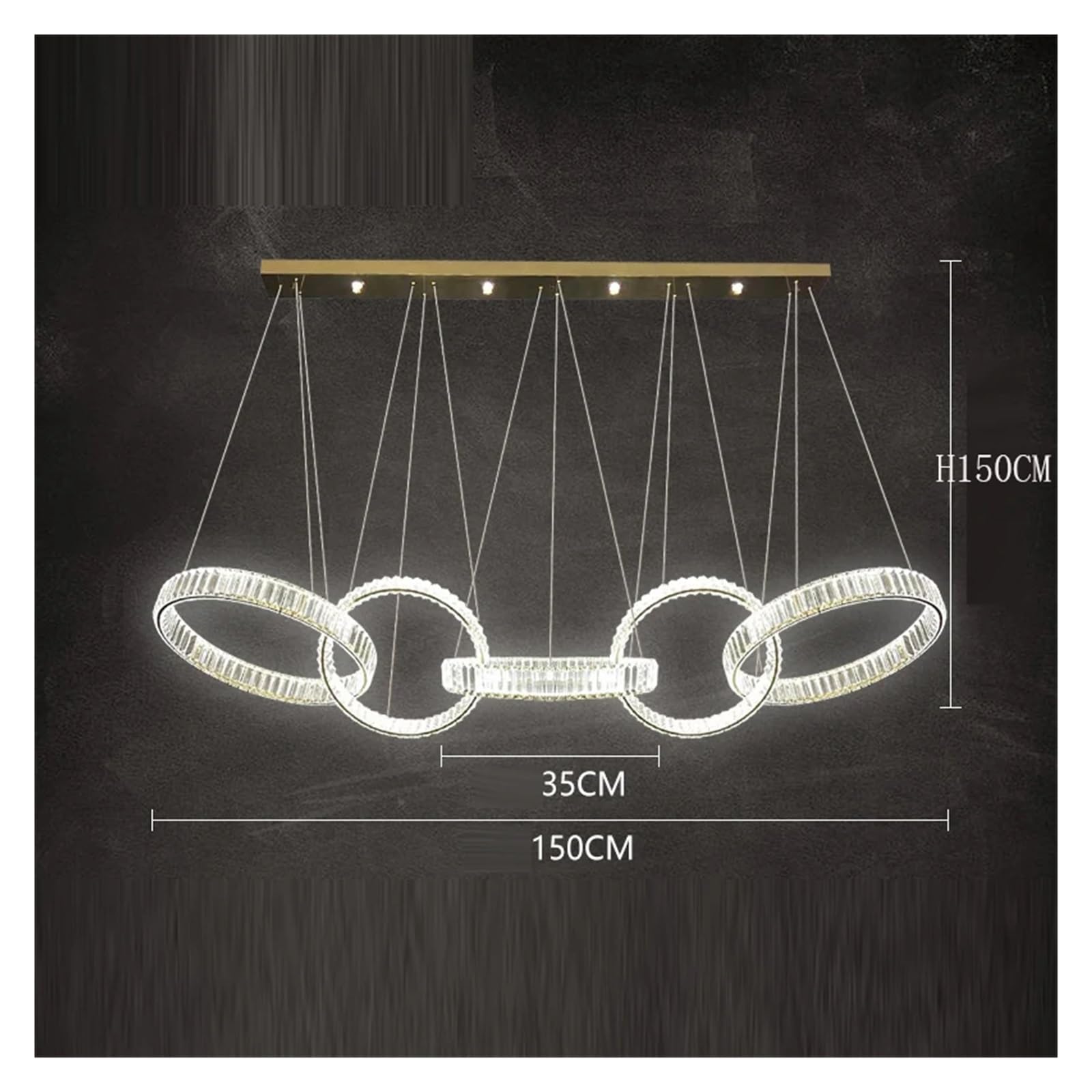 Żyrandole, oświetlenie do dekoracji domu, kryształowy salon, salon, lampa sufitowa, oświetlenie wewnętrzne, dekoracja artystyczna/ciepła biel/150 cm (ciepła biel 150 cm)