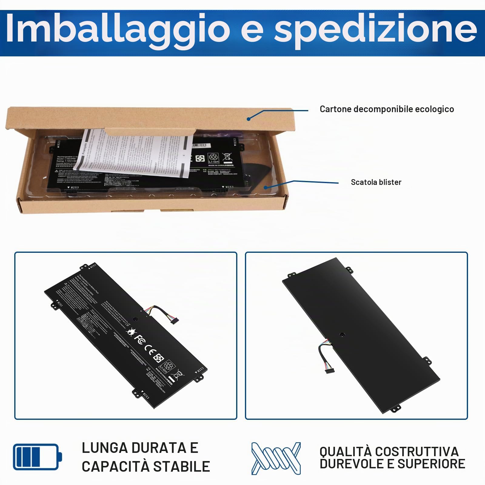 ASUNCELL 7.72V/48Wh L16C4PB1 Batteria per computer portatile per Lenovo Yoga 720-13.3" Series Yoga 720-13IKB Yoga 730-131WL Yoga 730-13lKB, L16C4PB1 L16L4PB1 L16M4PB1 5B10M52738