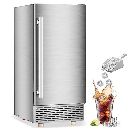 Máquina comercial para hacer hielo debajo del mostrador de 88 librasdía con almacenamiento de 55 libras, 15 pulgadas de ancho, máquina de hielo