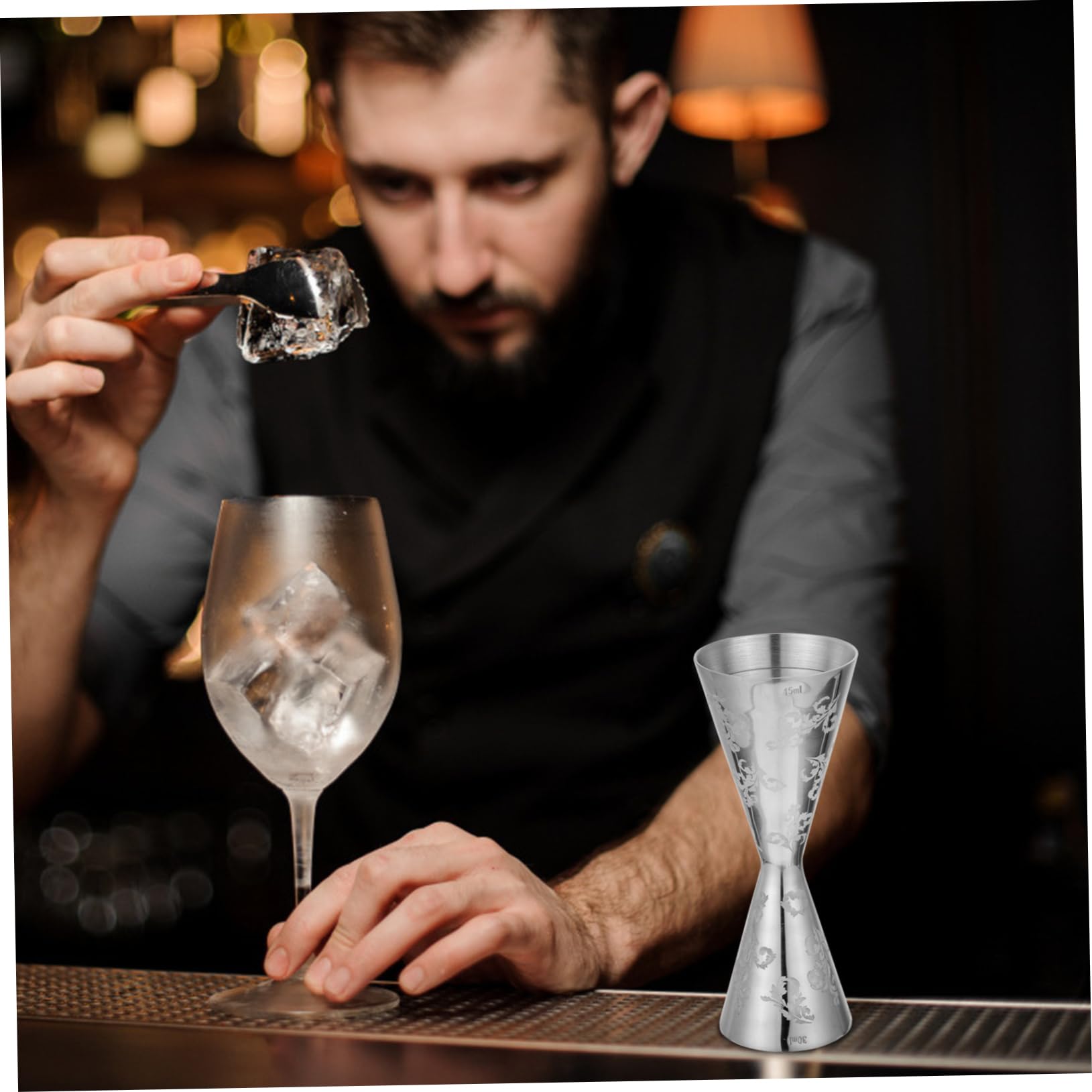 KICHOUSE Wine Measuring Device Double-Head Measuring Cup Professional Bartending Tool Stainless Steel Jigger