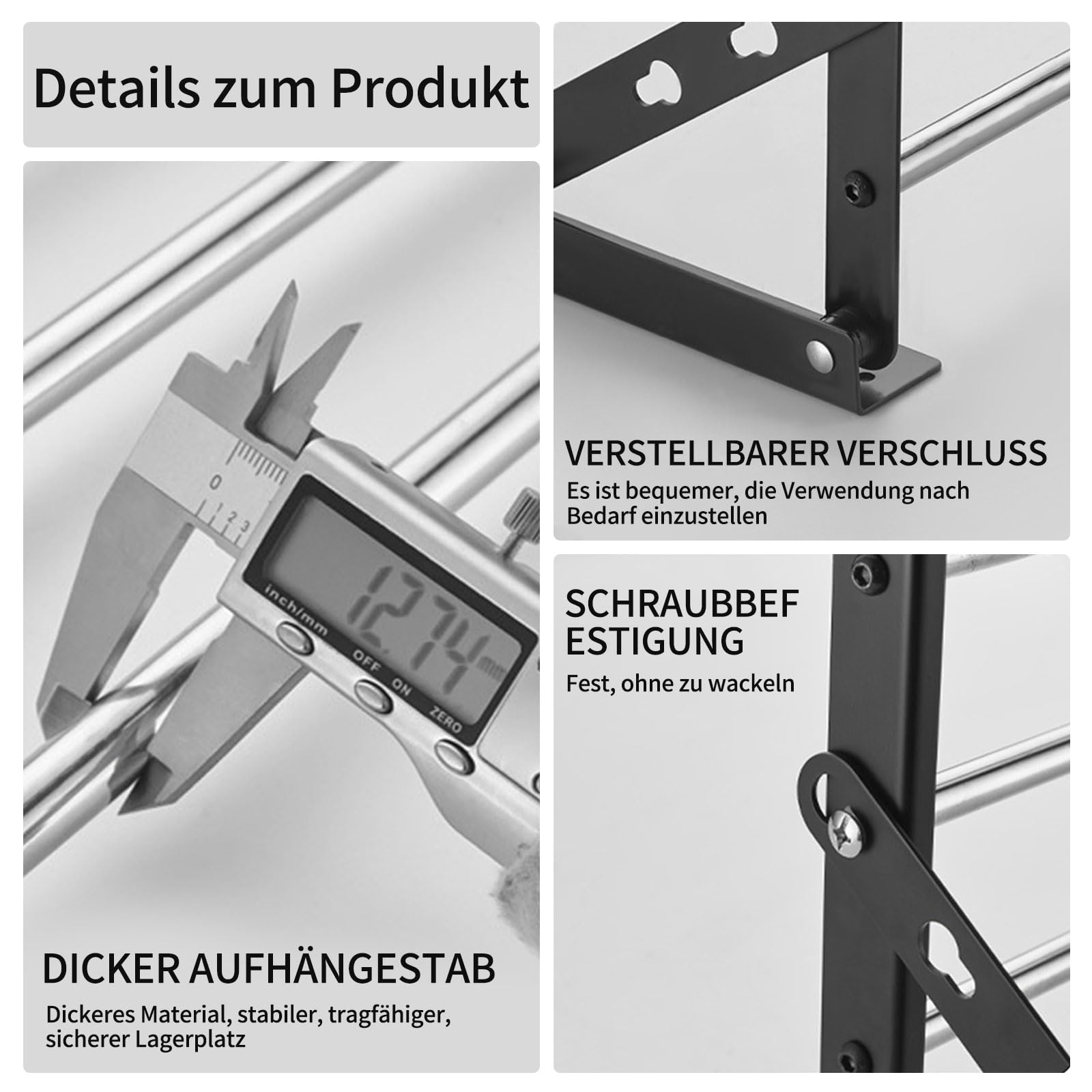 Asciugabiancheria da parete in acciaio inox, robusto e estensibile, per interni ed esterni (80 x 39,5 x 20 cm)