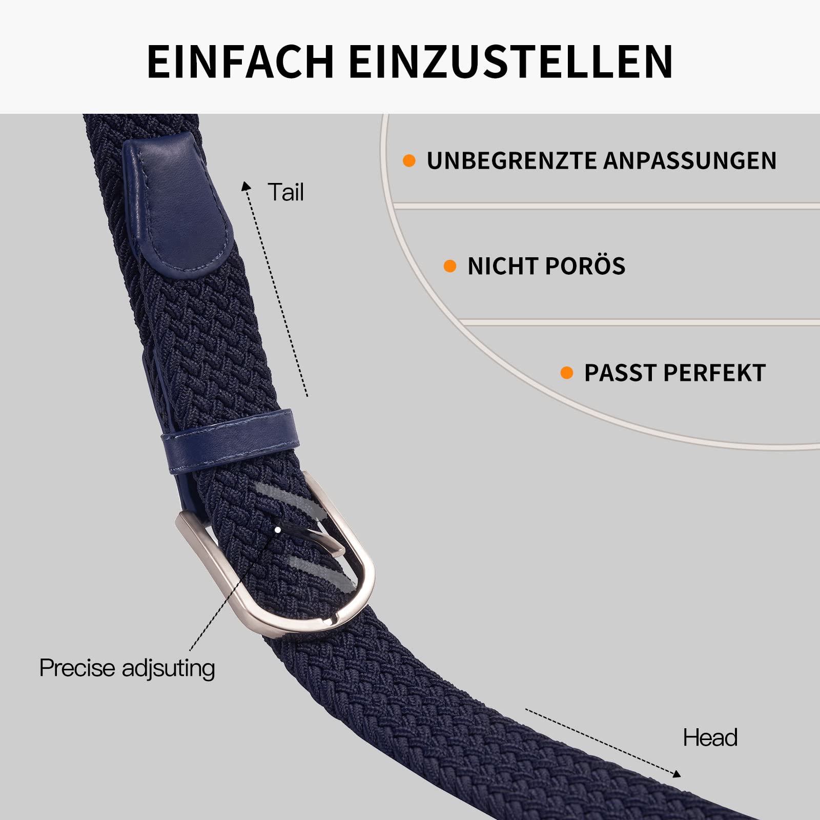 TANGCHAO 2 Pezzi Cintura Elastica Intrecciata per Uomo e Donna Cinturino Elastica Intrecciata con Fibbia in Lega di Zinco 33mm (1.25") Colori Multipli