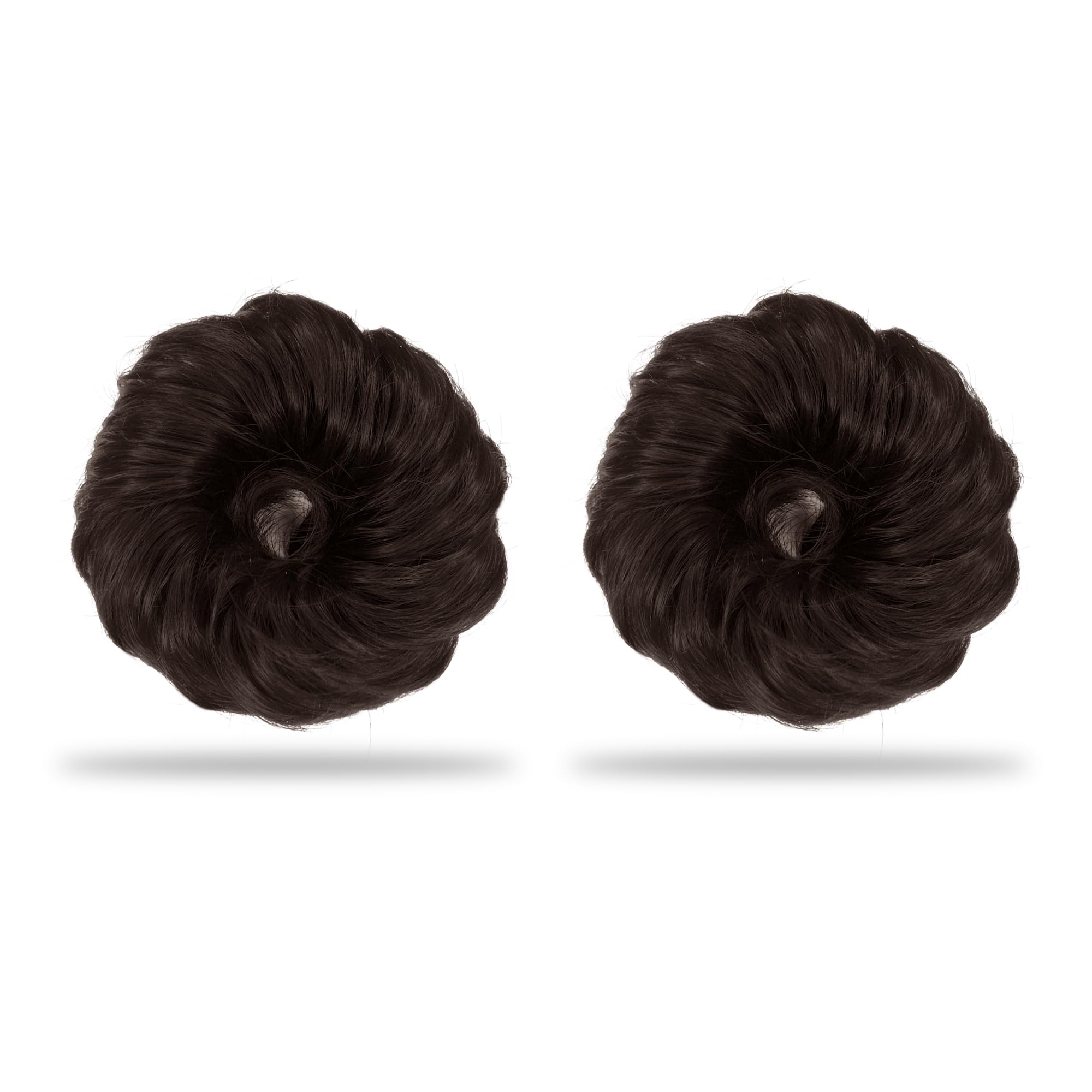 Sanas Bun Rubber Extension And Wigs 2Pcs Women's and Girl's Synthetic Hair Bun Extension Rubber Bands 2Pcs (Brown)-image-34