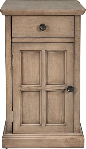 Miniatura 3 de Mesa auxiliar de madera tradicional con estación de carga, moderna silla vintage para sofá, mesa auxiliar con almacenamiento y cajón para sala de