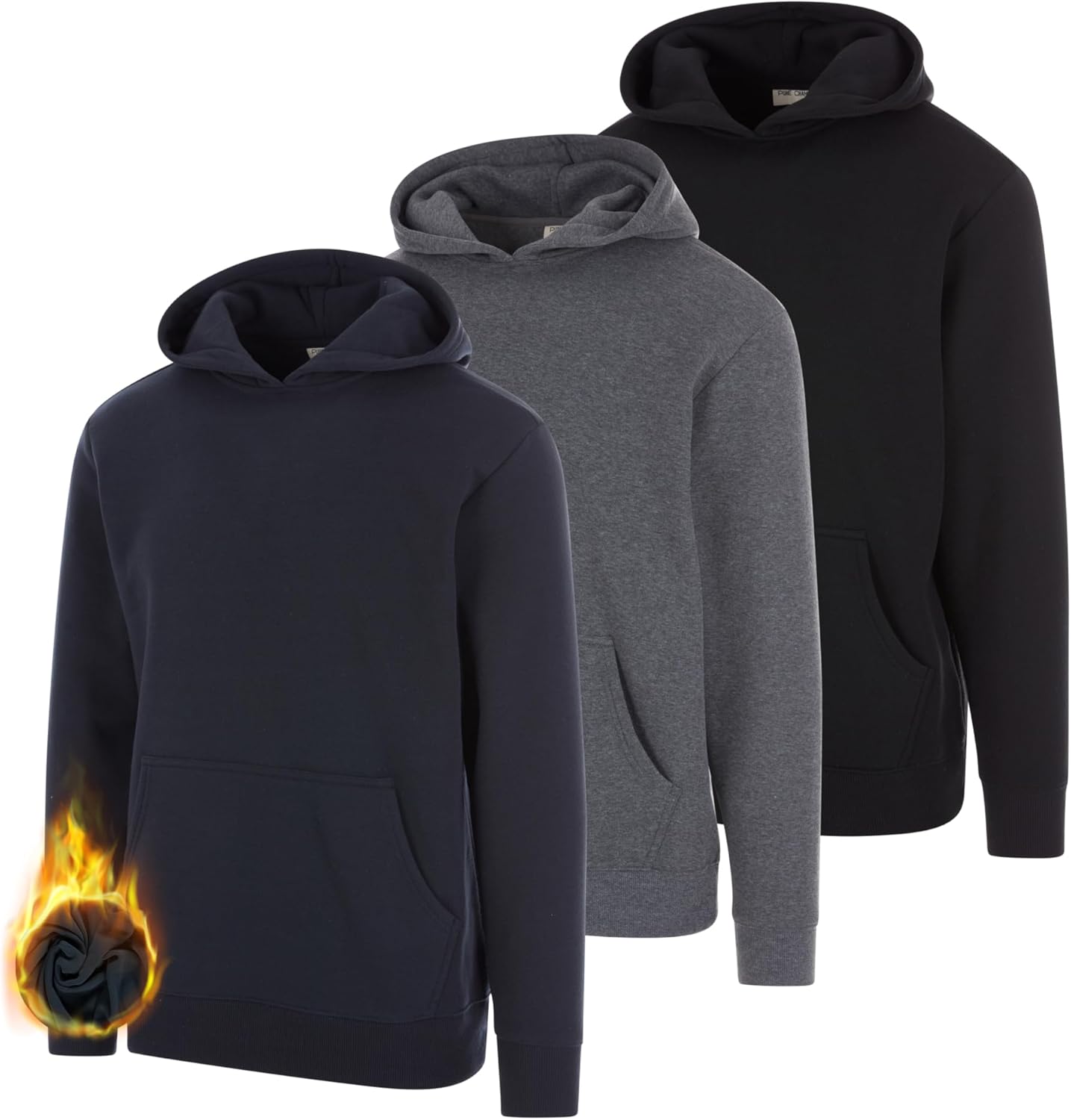 PURE CHAMP 3 Pack Fleece Hoodies for Men Long Sleeve Essentials Hoodie Cotton Active Athletic Workout Sweatshirts for Men