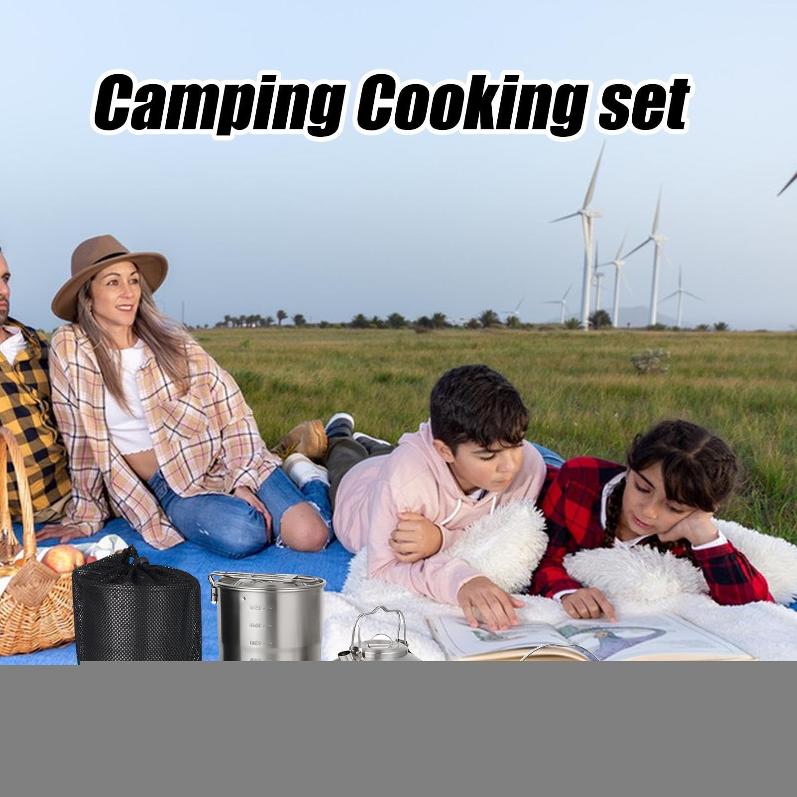 Backpacking-Kochset, Camping-Kochgeschirr-Set, leichte Überlebensausrüstung für Familien-Picknick, Reisen, Hinterhof, Rucksackreisen, Rasen, Outdoor, Wandern, Abenteuer