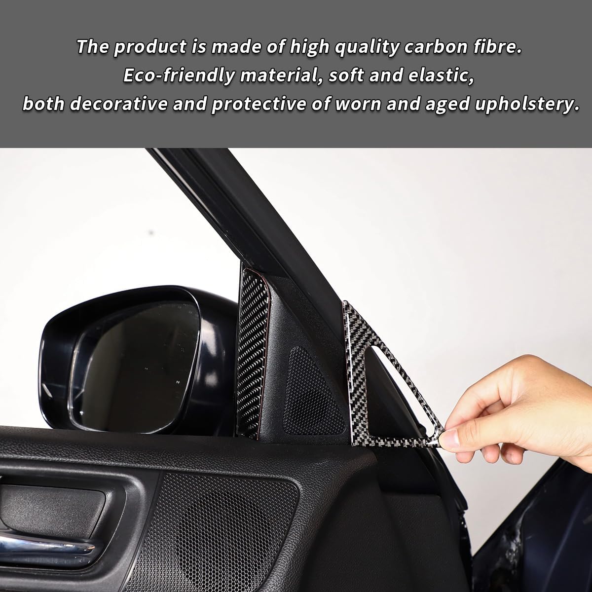 Fit for Infiniti G-Series G37 2008-2013 G35 2007-2008 G25 2011 2012 Q60 2014 2015,Soft Real Carbon Fiber Decoration Inner A-Pillar Speaker Horn Panel Trim Sticker 4PCS (Black Carbon Fiber)