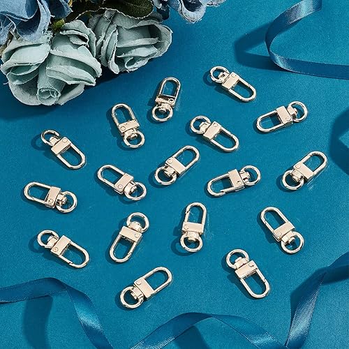 Miniatura 2 de PH PandaHall Clips para llavero, 30 piezas de metal dorado, cierres de pinza de langosta, cordones giratorios, gatillo, correa para llavero,