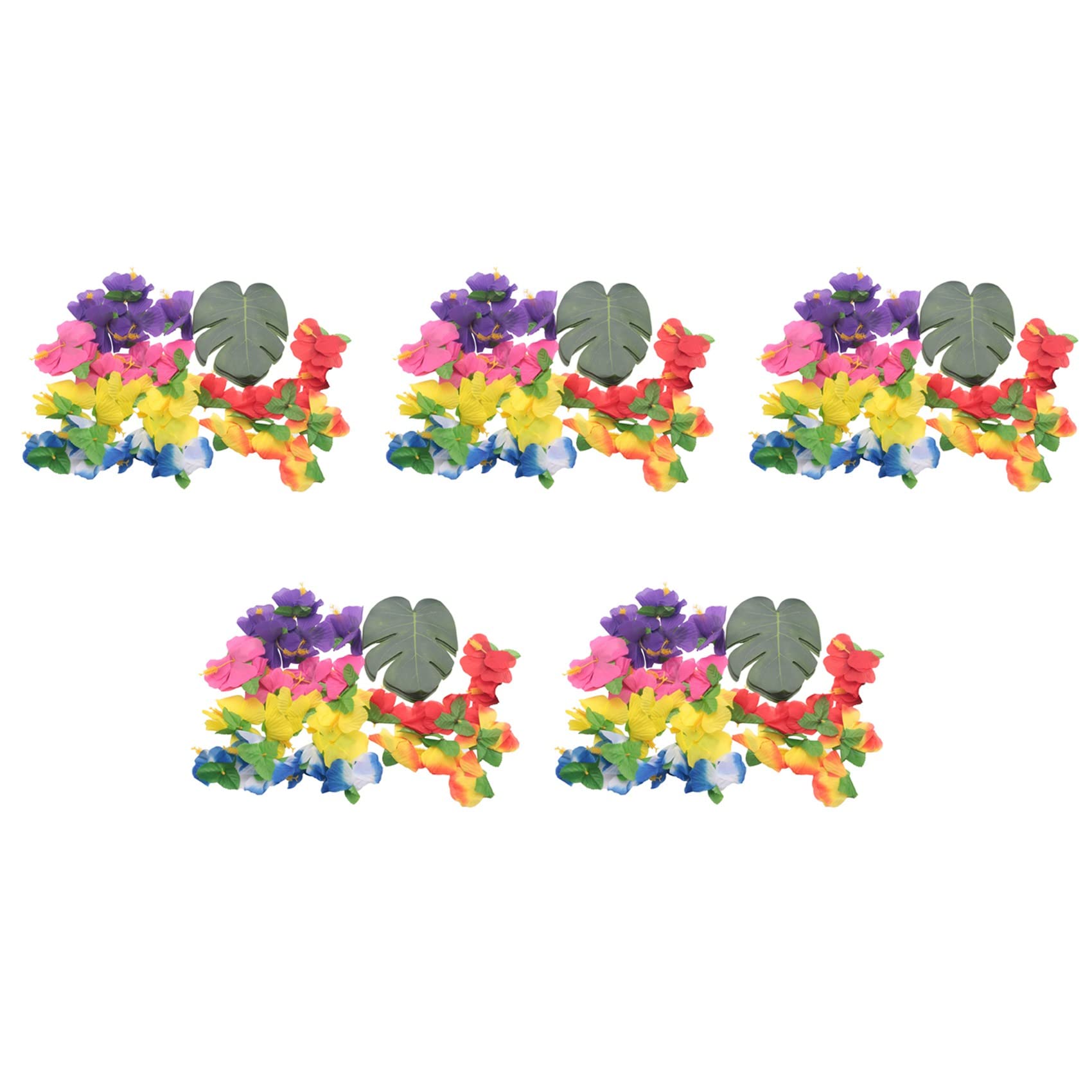 Hndhbfgrt 300 Pcs Tropical Party Decoration Supplies 8 Inch Tropical Palm Monstera Leaves and Hibiscus Flowers, Simulation Leaf