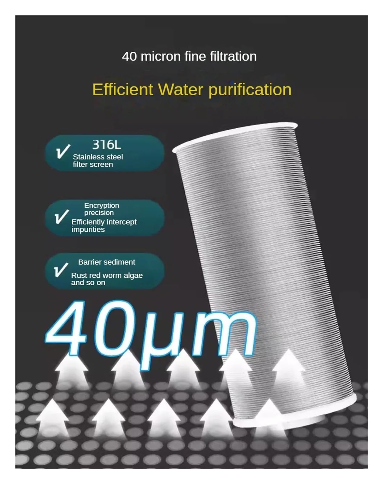 Filtre avant ménager en acier inoxydable Élément filtrant sans entrée Robinet d'eau Douche Purificateur anti-calcaire Eau potable(Pure copper)