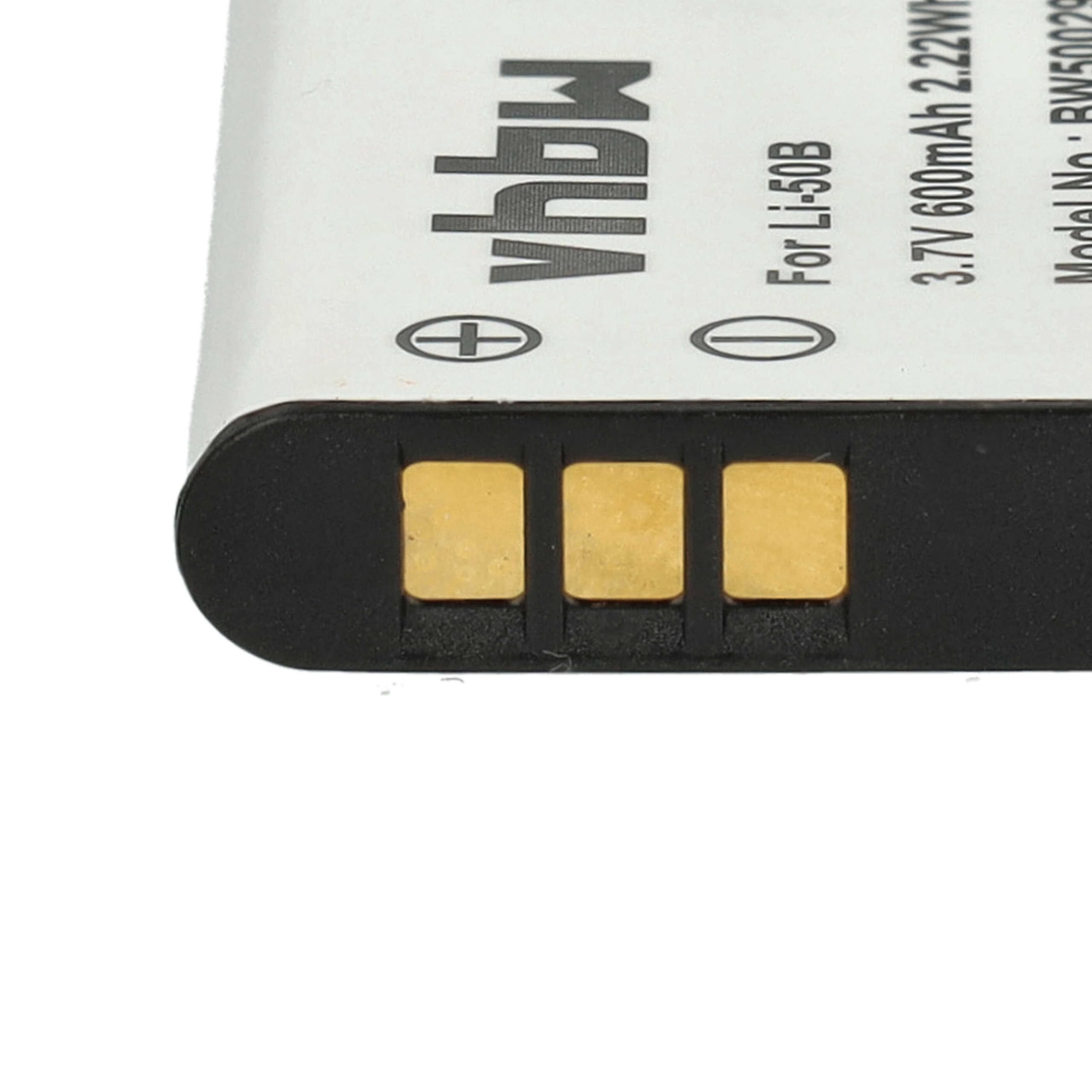vhbw Li-Ion Battery 600 mAh Compatible with Pentax Optio