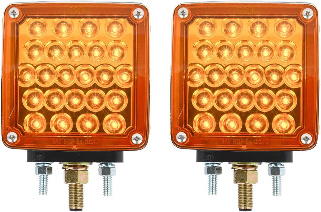 GG Grand General 77615 LED Pedestal Light (Square Double Faced Dual Function Amber/Red Pearl in Twin Pack)