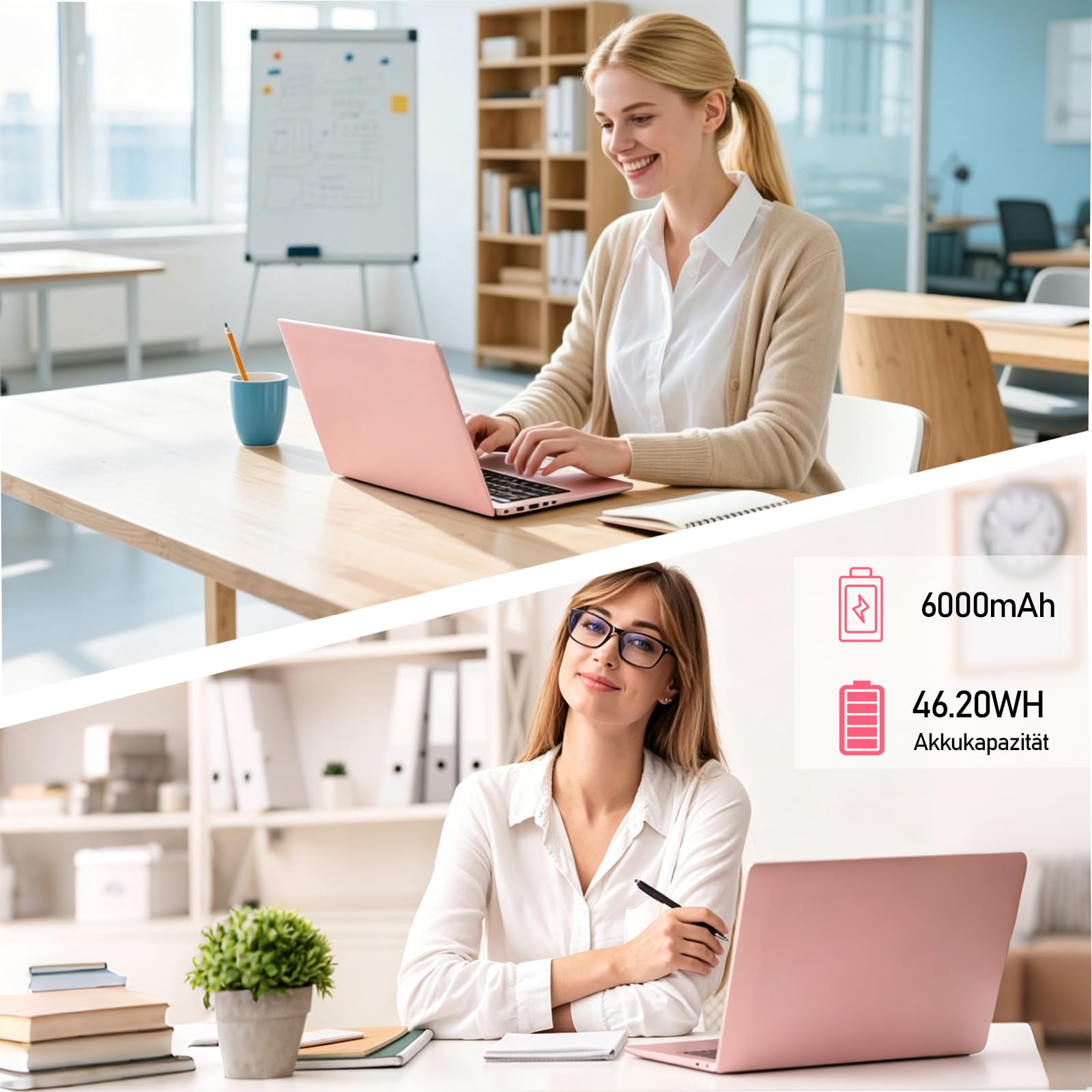 Laptop 15,6 Zoll Rosa, AMD Ryzen 3000er-Serie, 8 GB RAM, 256 GB SSD, Windows 11 Pro, FHD IPS Notebook, Wi-Fi 6, vollwertiges USB-C, Fingerabdruck, beleuchtete Tastatur