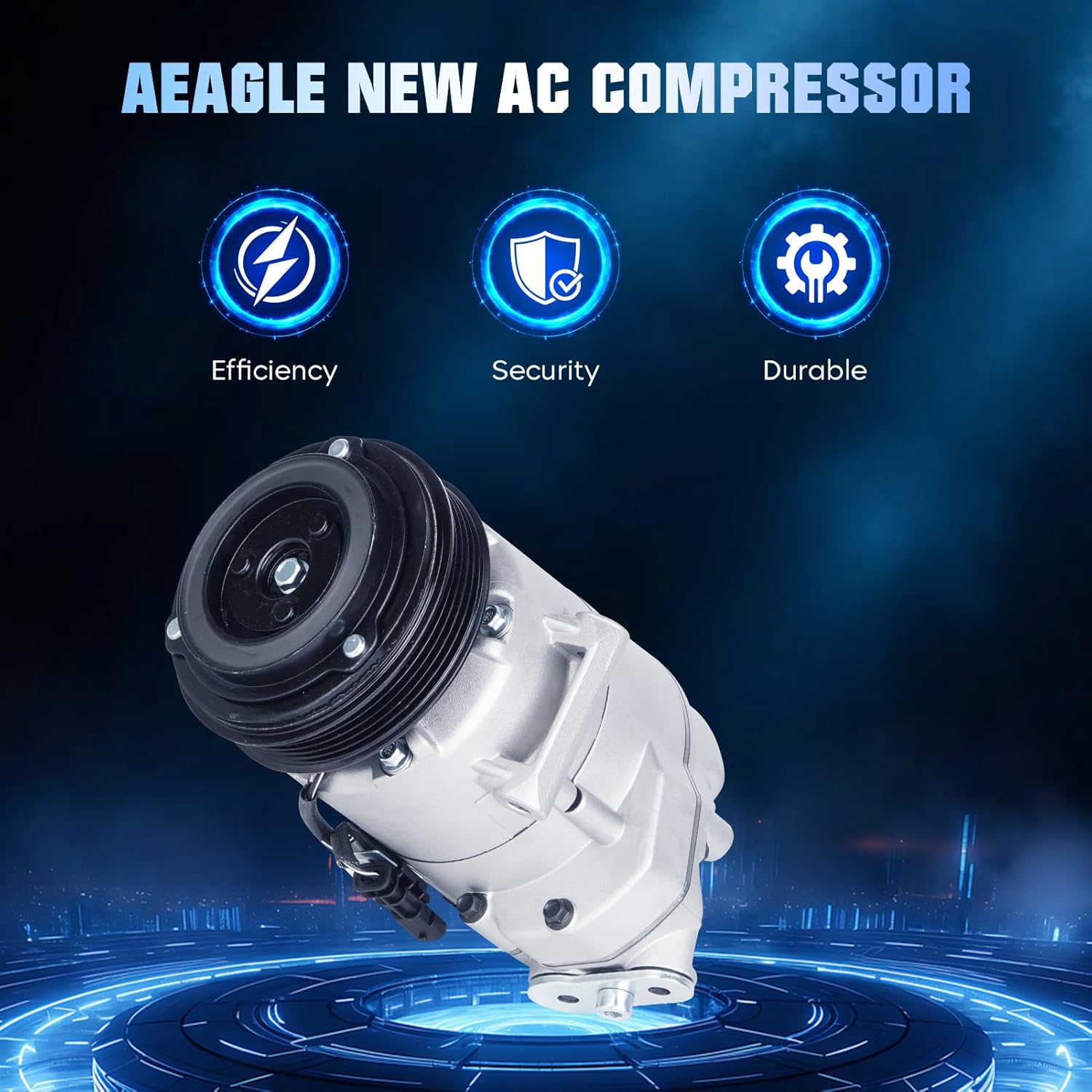 Air Conditioner AC Compressor with Clutch for 2012-2015 Chevrolet Cruze 1.4 1.4L 2012 2013 2014 2015 12 13 14 15(Only for Eco/LT/LTZ GAS Turbocharged), for Chevy Cruze Limited 1.4L 2016