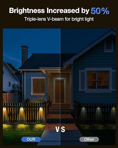 Miniatura 2 de Luces de valla alimentadas por energía solar al aire libre, impermeable, lámpara LED de paisajismo de pared exterior, paquete de 8 para patio,