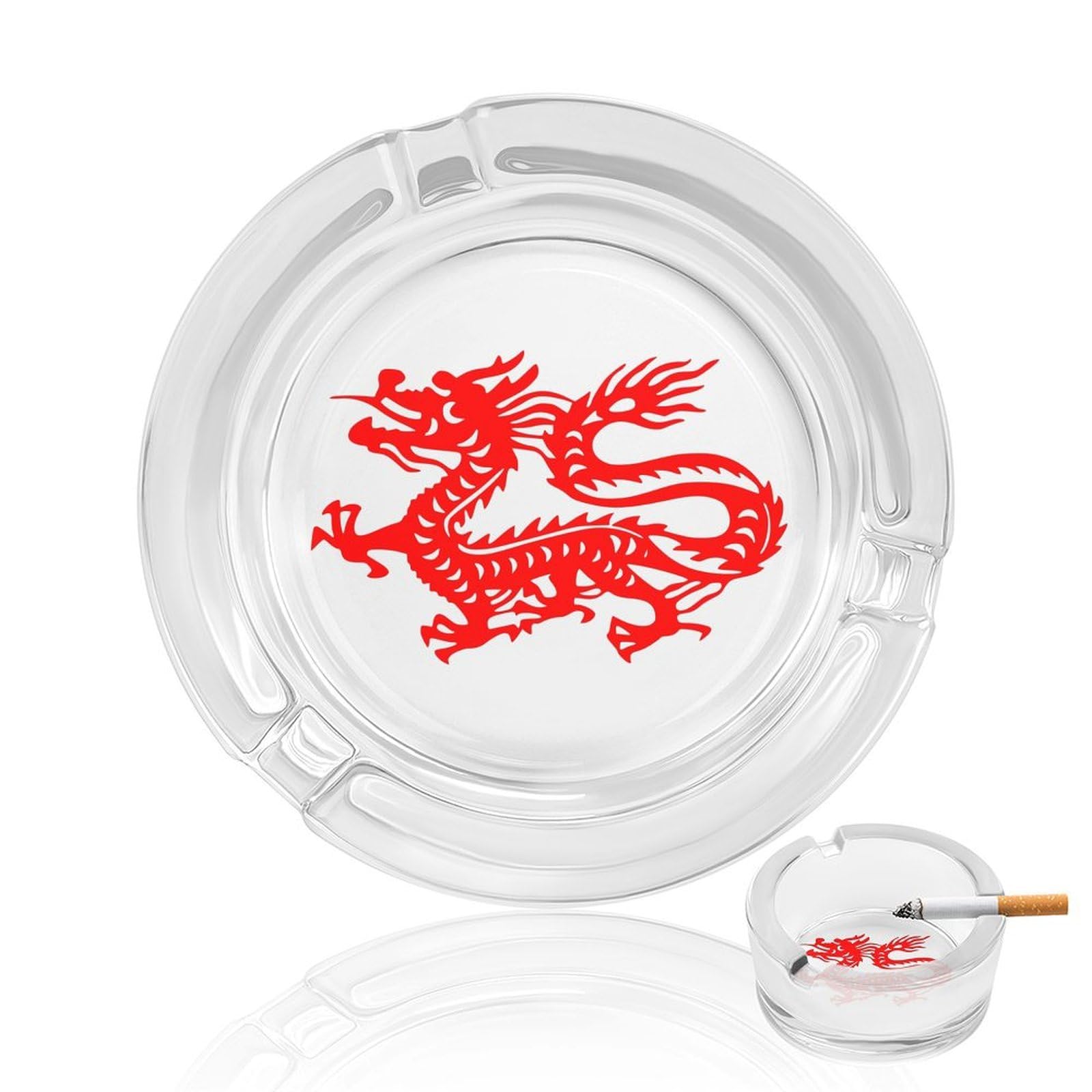 Nclqvjxzkhw Style Chinese Magic Dragon Glass Ashtray Round Ash Tray Smoking Trays For Home Garden Outdoor