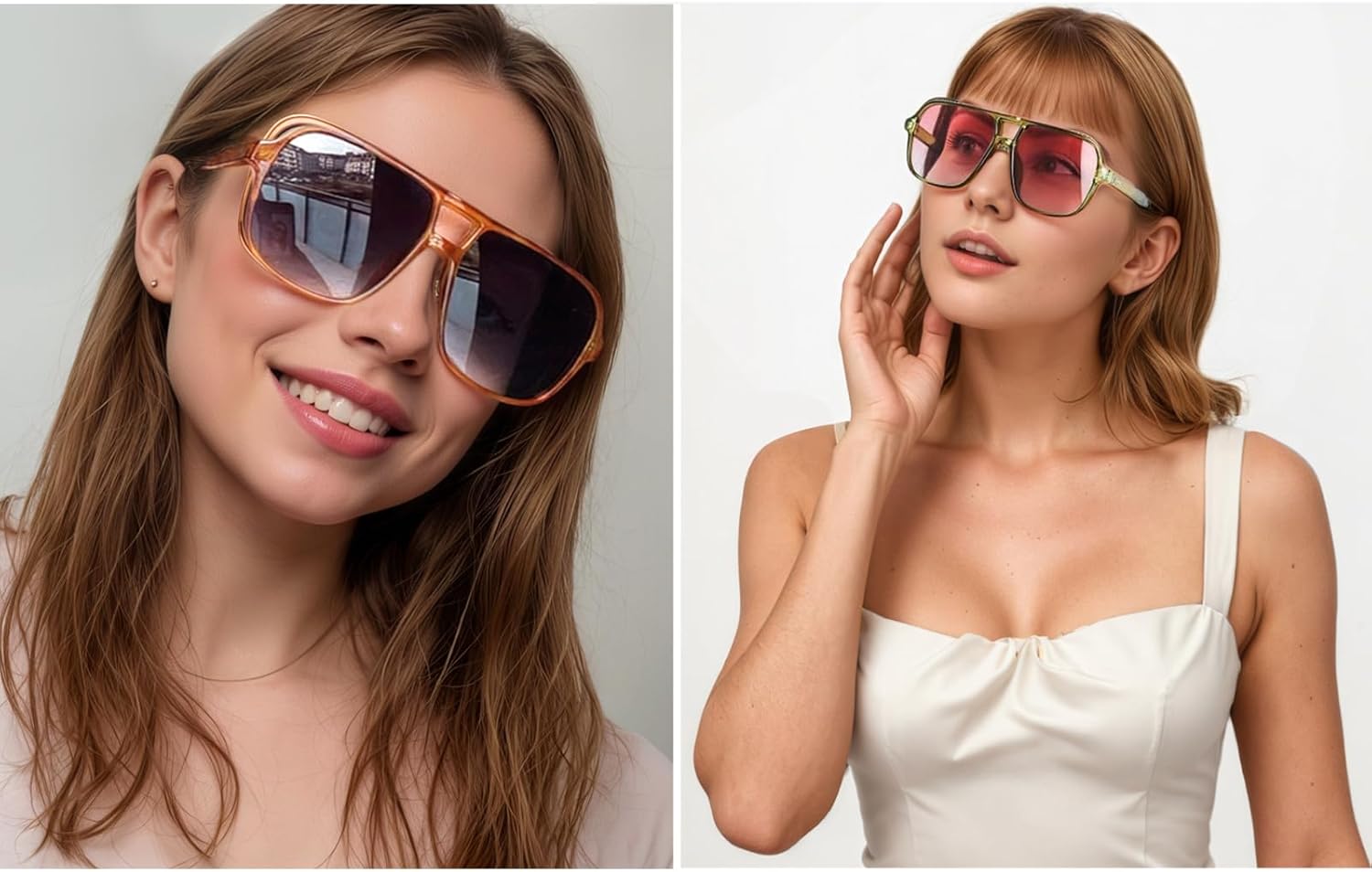 Retro Square 70s Aviator Sunglasses for Women Men Colored Tinted Lens Plastic Trendy Vintage Western Shades - Image 3