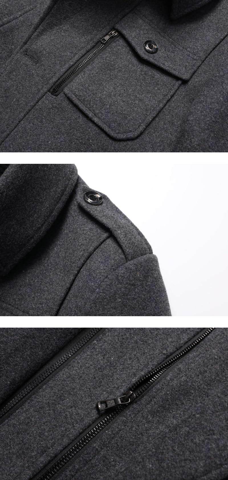 Cappotto Invernale Da Uomo In Lana Trench Spessi Lunghi Fino Ai Fianchi Cappotto Imbottito In Lana Da Uomo Caldo con Doppio Colletto Rimovibile Soprabito Monopetto Cappotto Da Lavoro