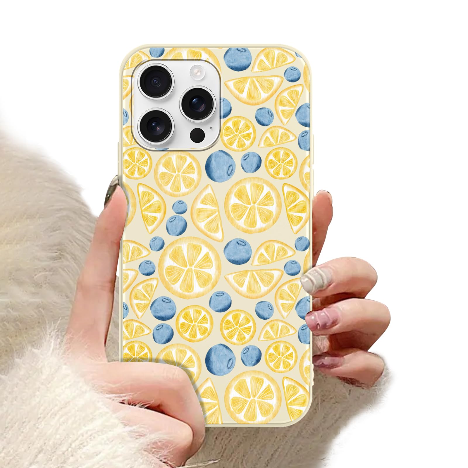 Aesthetics Summer Blueberry Lemon Phone Case for iPhone 11 Case Fruit Pattern Shockproof Soft Protective for Women Men Phone Cover Funda for iPhone 11