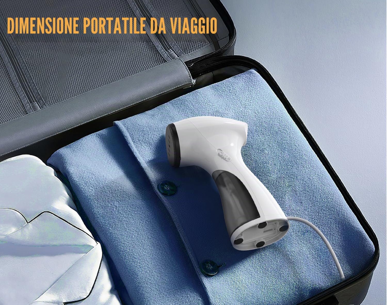 Ferro da Stiro Verticale 1600W, 3 in 1 Stiratore Verticale, Bianco | 25g/min Vapore, Portatile 3 in 1, 150ml Caldaia Rimovibile, 30s Riscaldamento Rapido, Per Viaggi e Casa, Dotato di Spazzola