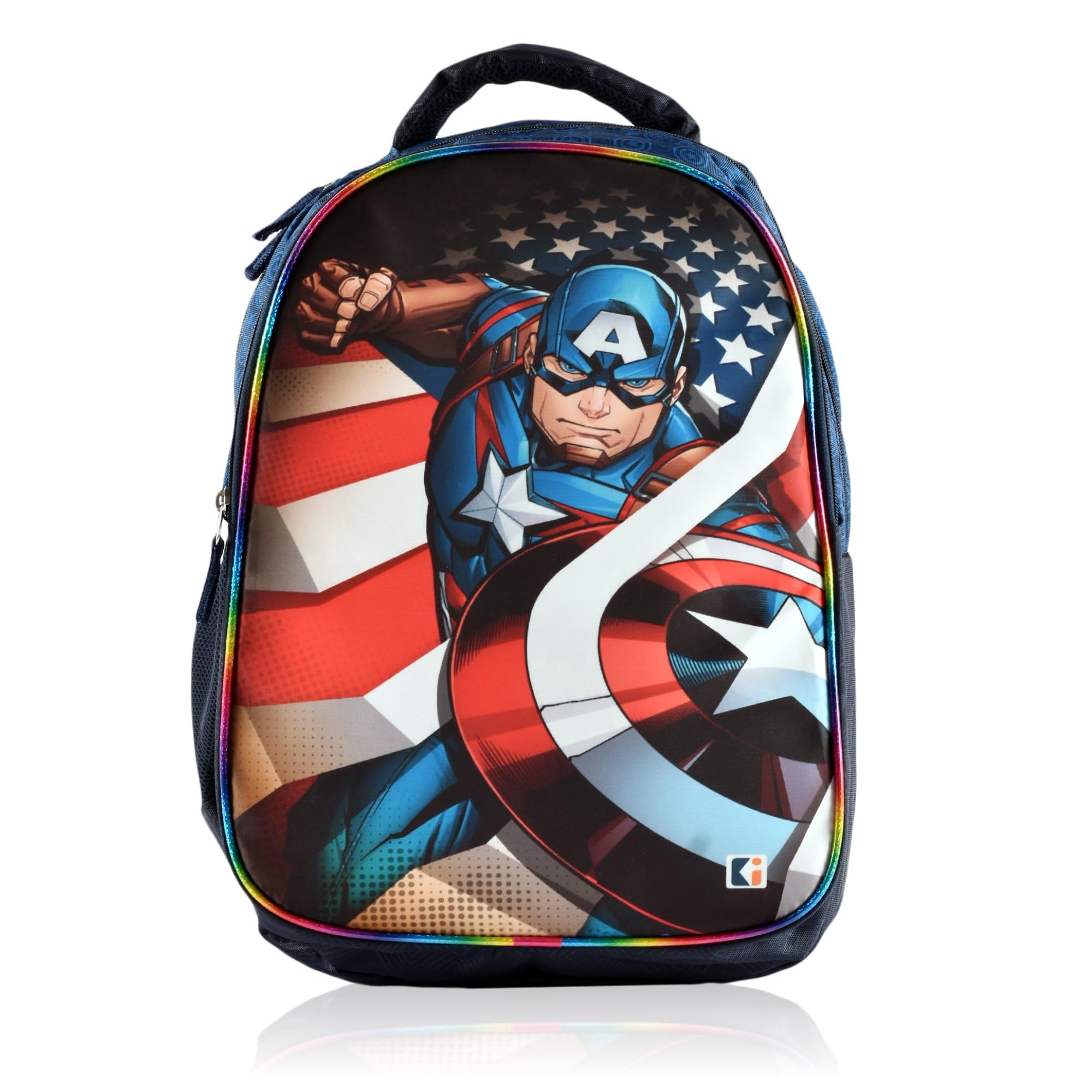 Kuber Industries School-College Bag | Marvel Captain America Backpack for Boys and Girls | 4 Compartment Travel Backpack | Water Resistant Bookbag | Bag for Daily Routine | Kids School Bag | Blue-image-46