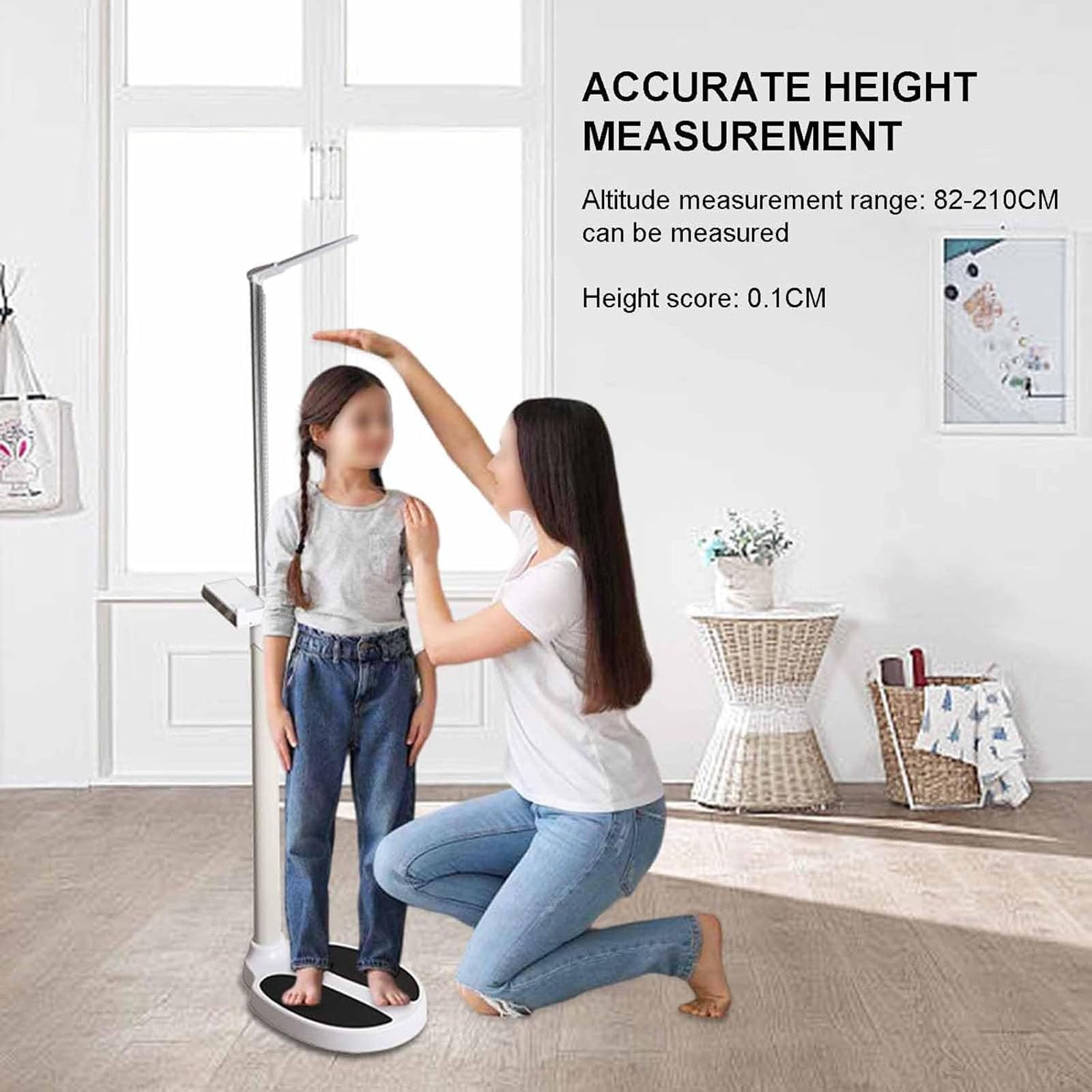 Báscula de altura y peso, 82-210 cm, doble pantalla, rango de pesaje de 0,3 a 180 kg con aviso de voz, báscula digital LCD todo en uno para adultos y niños,A