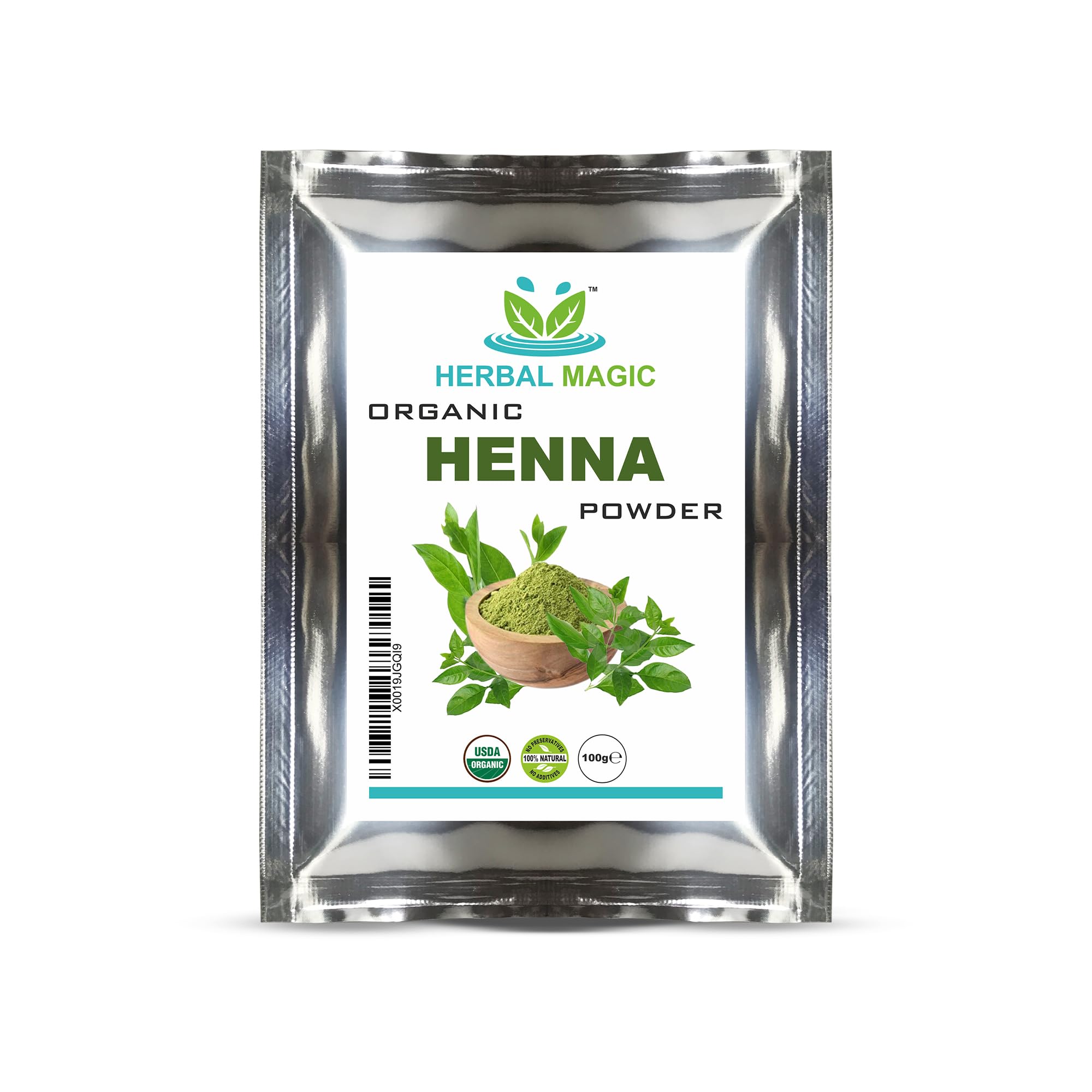 Herbal Magic's Organic Henna Powder for Hair, USDA,Triple Sifted, Herbal Hair Mask, Natural Hair Dye Colour, Body Art Quality, Chemical Free Hair Coloring Free from Fillers & Preservatives-100gUSDA Organic
