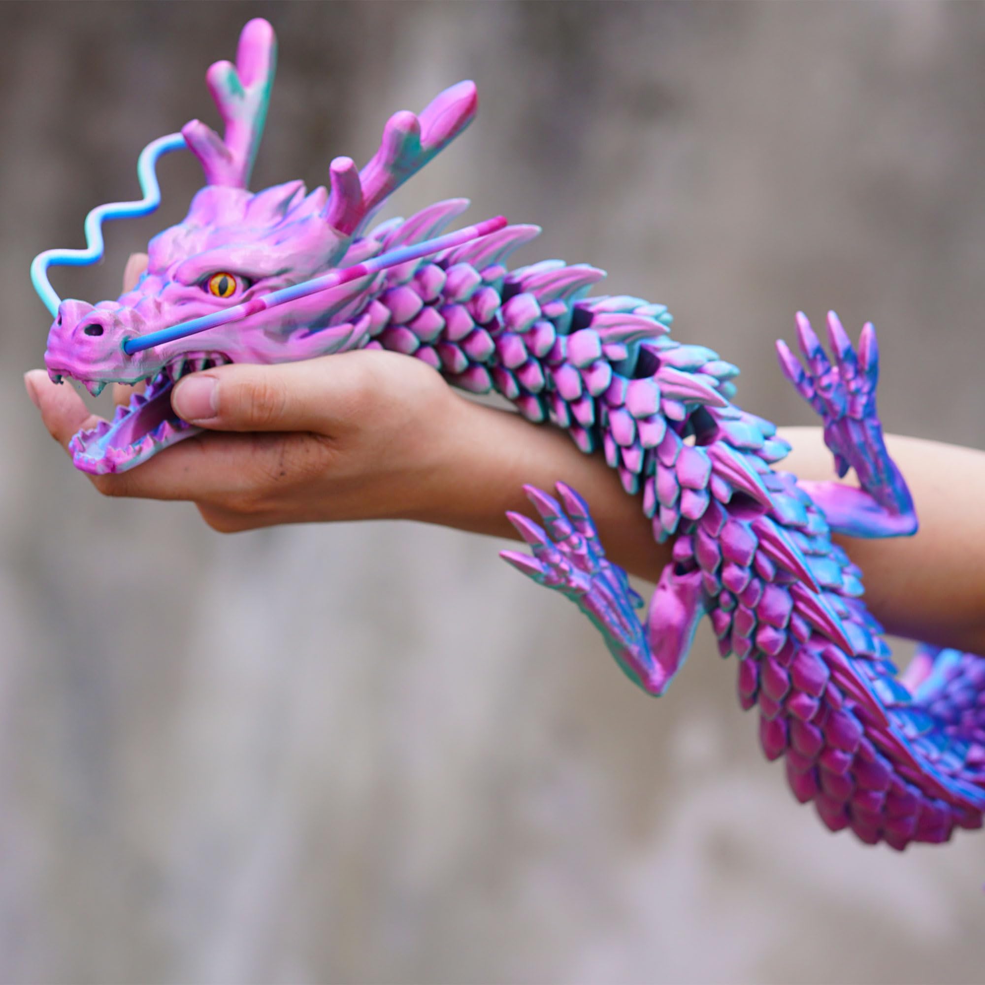 Amazon.co.jp: 47インチの3Dプリントドラゴン、可動口と目、柔軟で