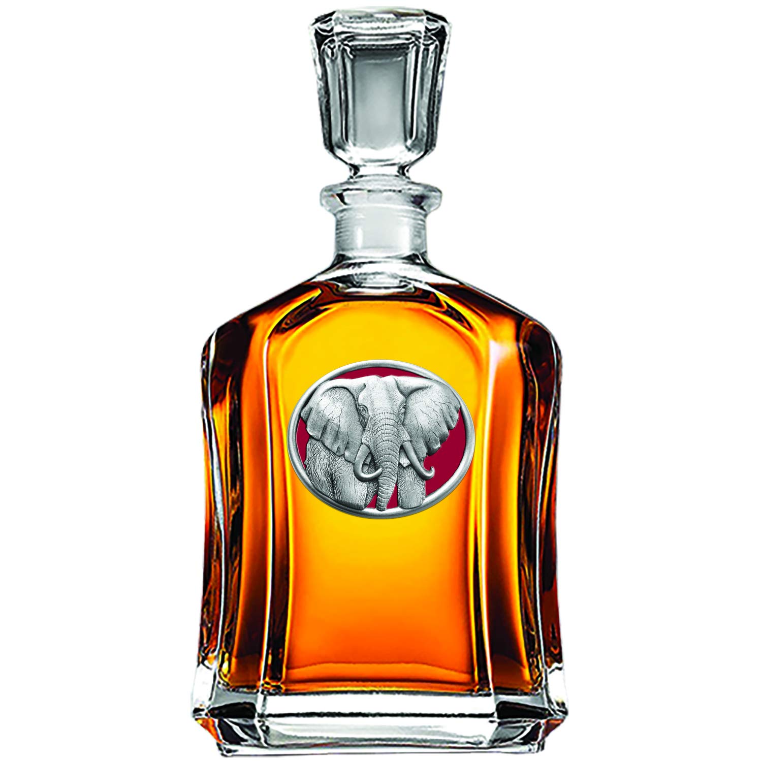 Heritage Pewter Elephant Capitol Decanter | 24 OZ Whiskey Decanter for Liquor with Airtight Stopper | Expertly Crafted Pewter Glass Clear