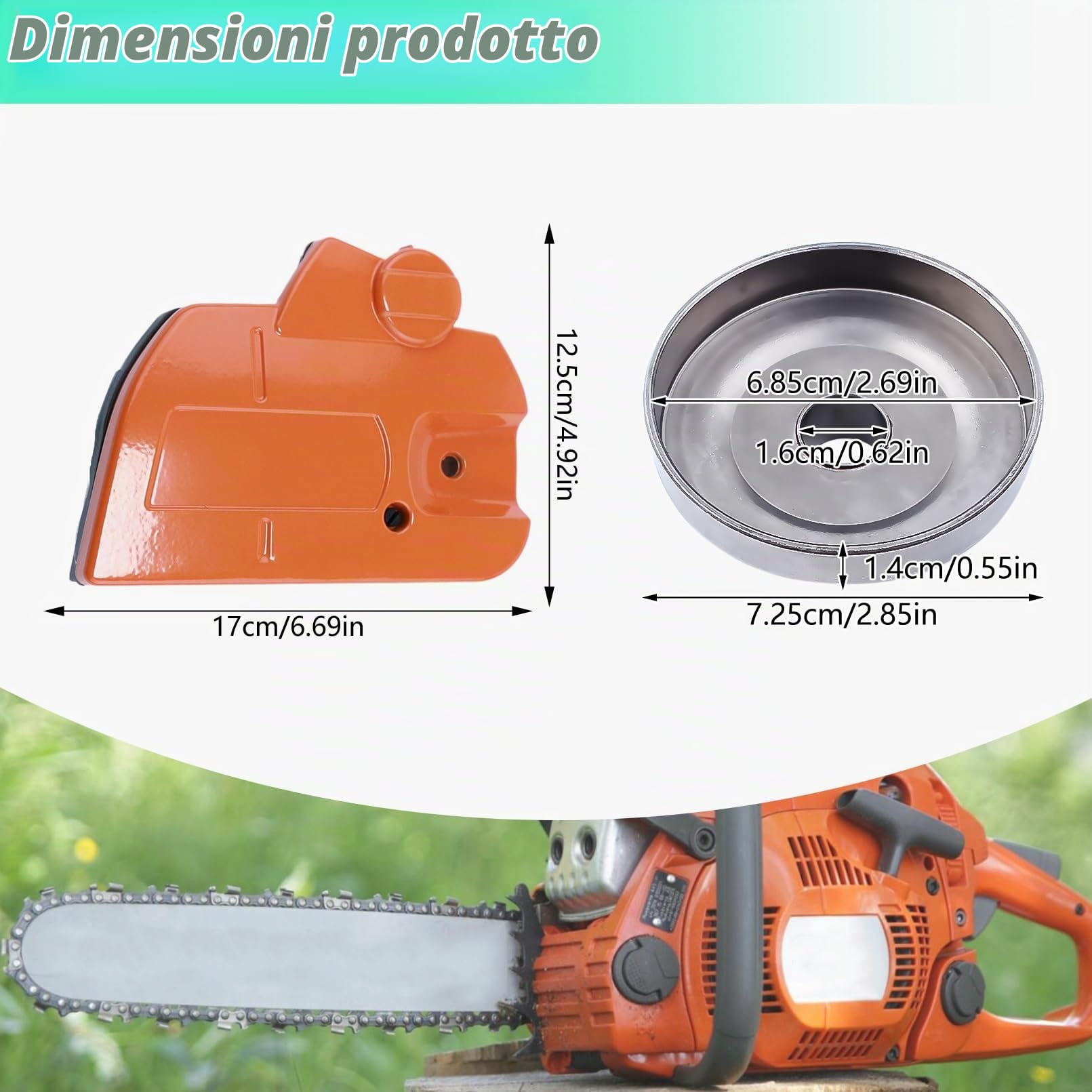 Adefol Coperchio Frizione Freno Kit per Husqvarna 445 450 con Tamburo Frizione .325" 7T Ingranaggio a Vite Senza fine Filtro dell'Aria Cuscinetto ad Aghi Guarnizione per 544097902, 578097901