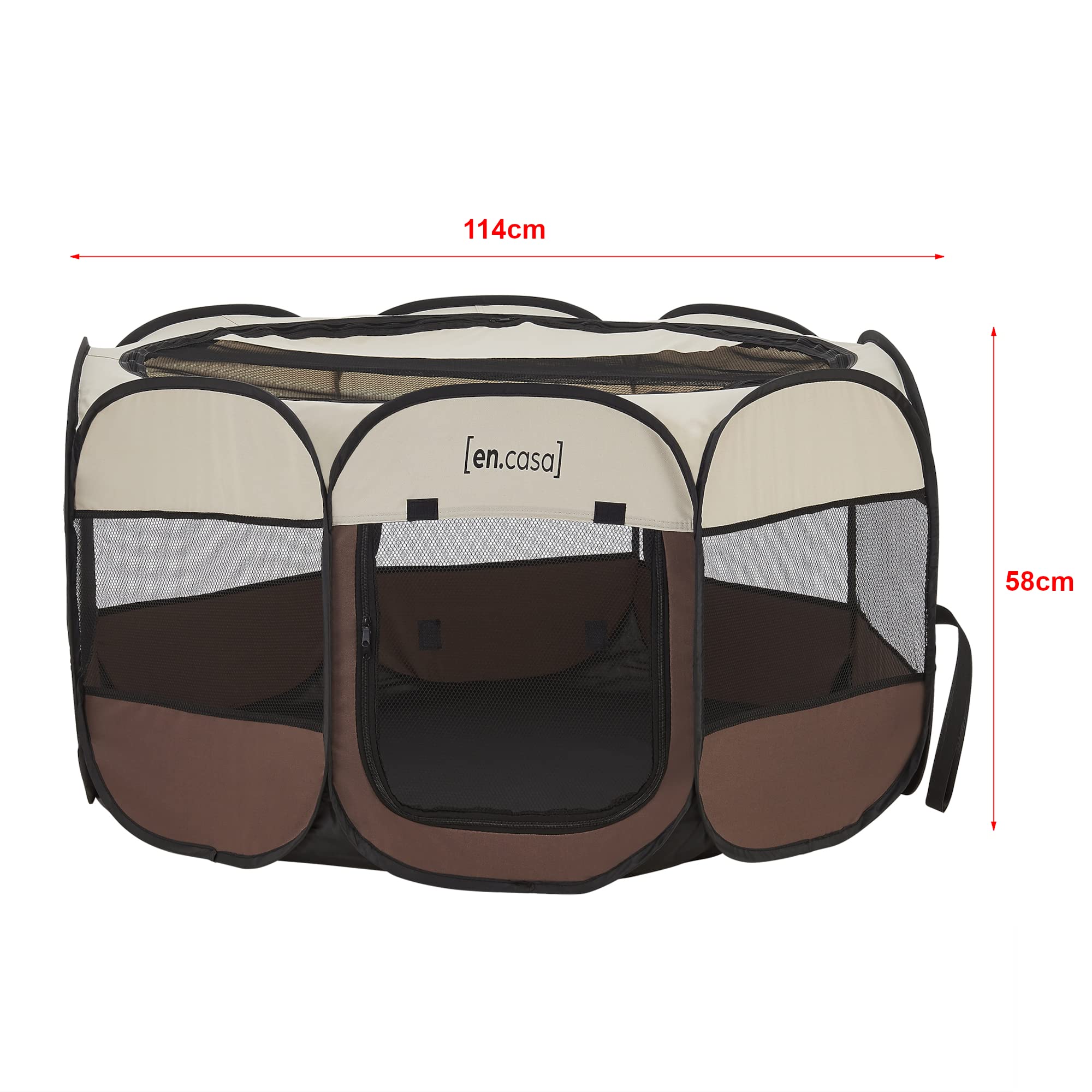 [en.casa] Recinto Morbido per Animali (AxLxP) 58 x 114 x 114 cm Box Pieghevole per Cuccioli, Tessuto Impermeabile, incl. Borsa di Trasporto