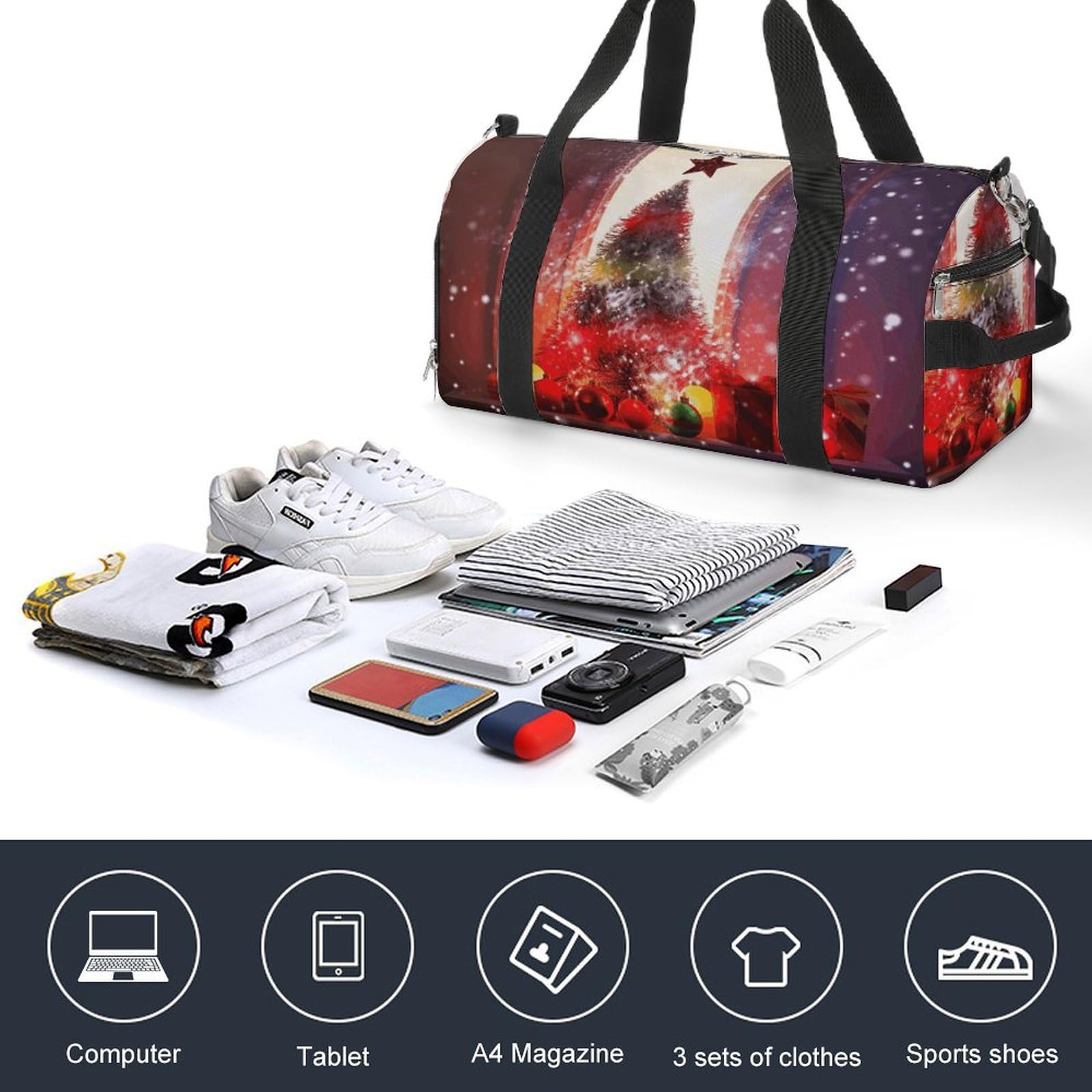 Turnbeutel für Damen und Herren, Weihnachtsparty-Druck, wiederverwendbar, Turnbeutel mit Schuhfach, Stil, Einheitsgröße, modern, Stil:, Einheitsgröße, Modern