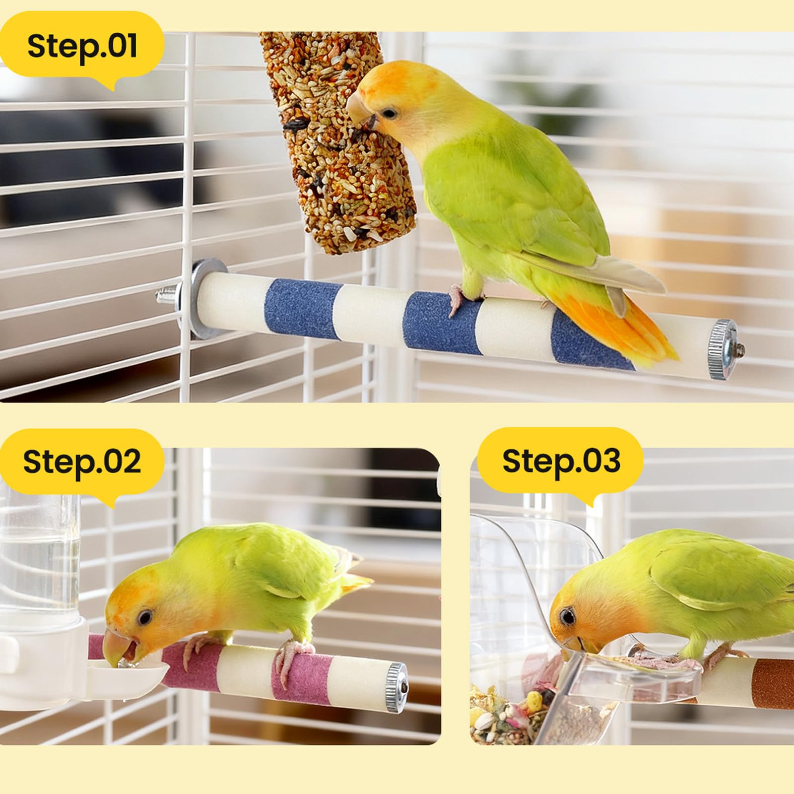 Lot de 2 perchoirs pour oiseaux résistants aux griffures - Pour le soin des pieds des oiseaux - Entretien sûr des griffes des perroquets