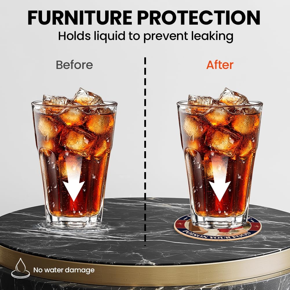 ANATTASOUL Coasters Set of 9 Retro Housewife Pattern Colorful Wooden Coasters Bulk Round Housewarming Gift for New Home, 3.9" Decorative Coffee Table Protection for Farmhouse Bar House Decor - Image 5