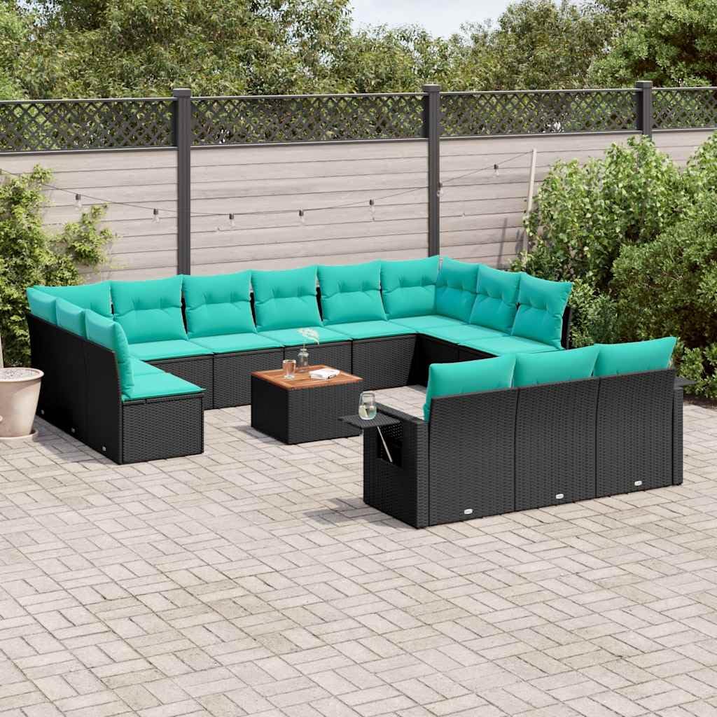Poliratán resistente a la intemperie para terraza y jardín negro 55x55x37
