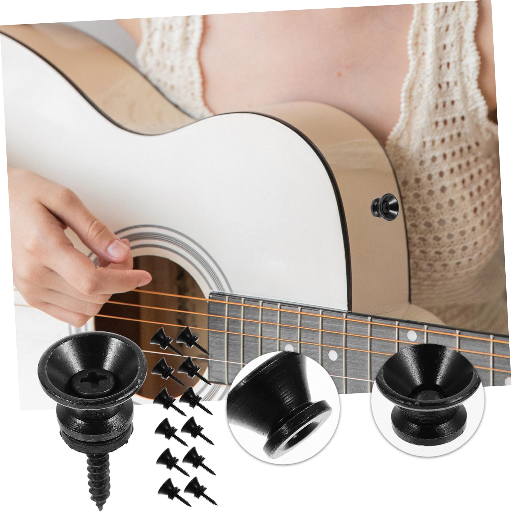 ERINGOGO 20Sets Guitar Strap Studs Non Slip Metal Bass End Pins with Screws Washers for Electric Acoustic Guitars Durable Material Easy Installation Compatible with Various