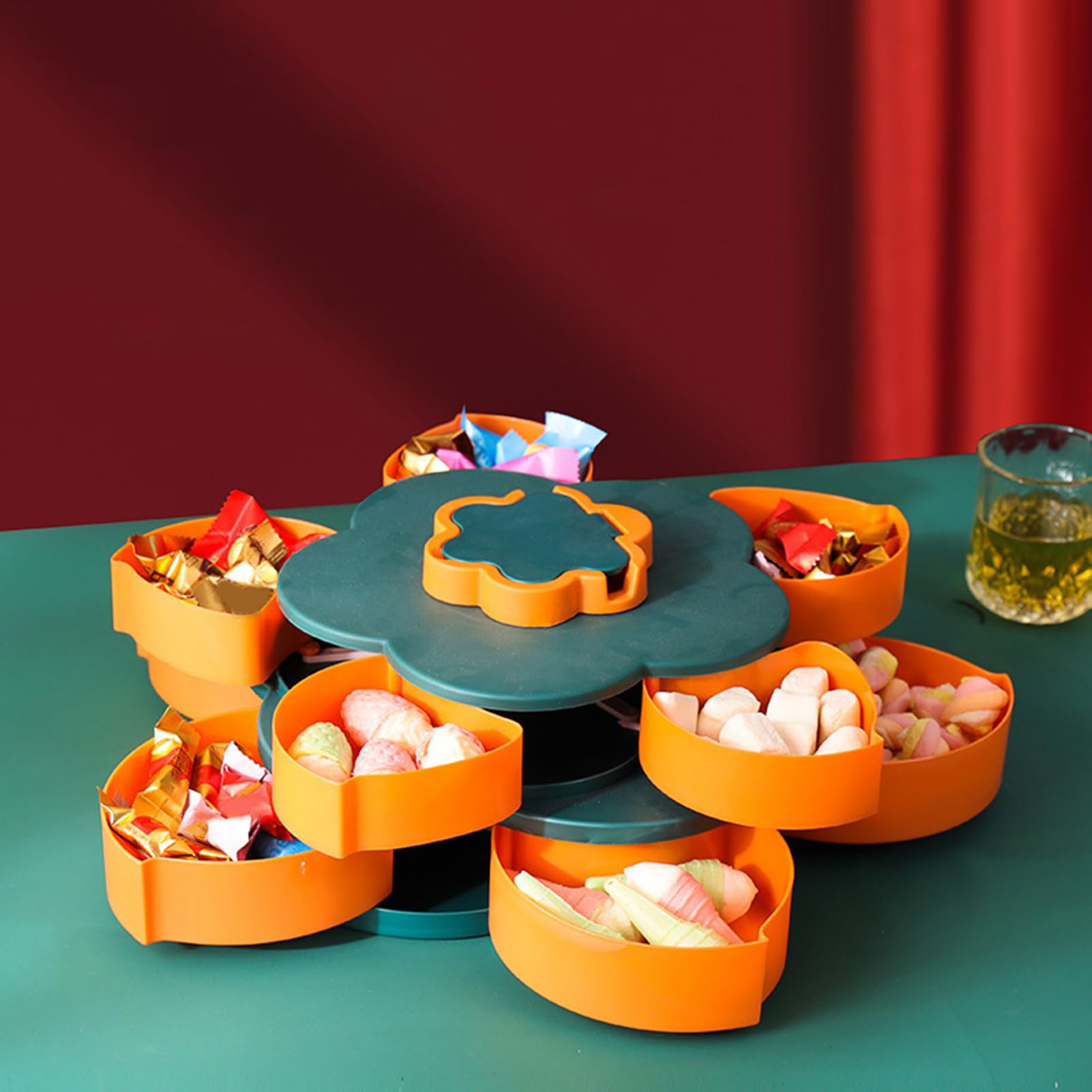 Plateau à snacks Forme fleur double étage