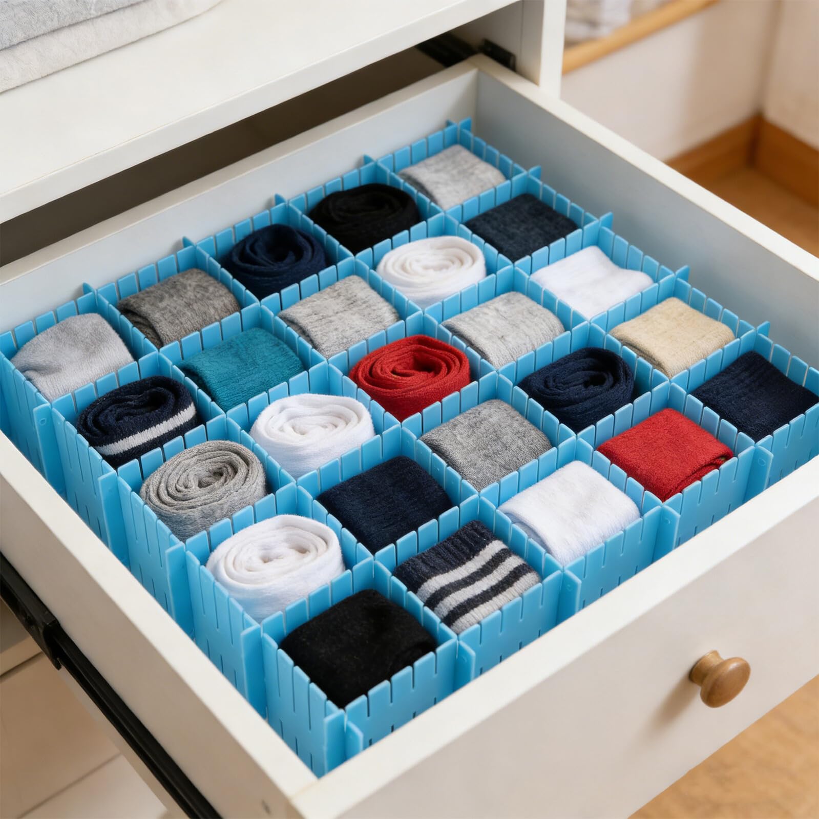 SUPVOX Divisores Ajustables para Cajones de Cocina y Oficina, Organizador de Rejilla de Plástico Resistente 32cm X 7cm, 24 Piezas para Ropa Interior, Maquillaje y Almacenamiento