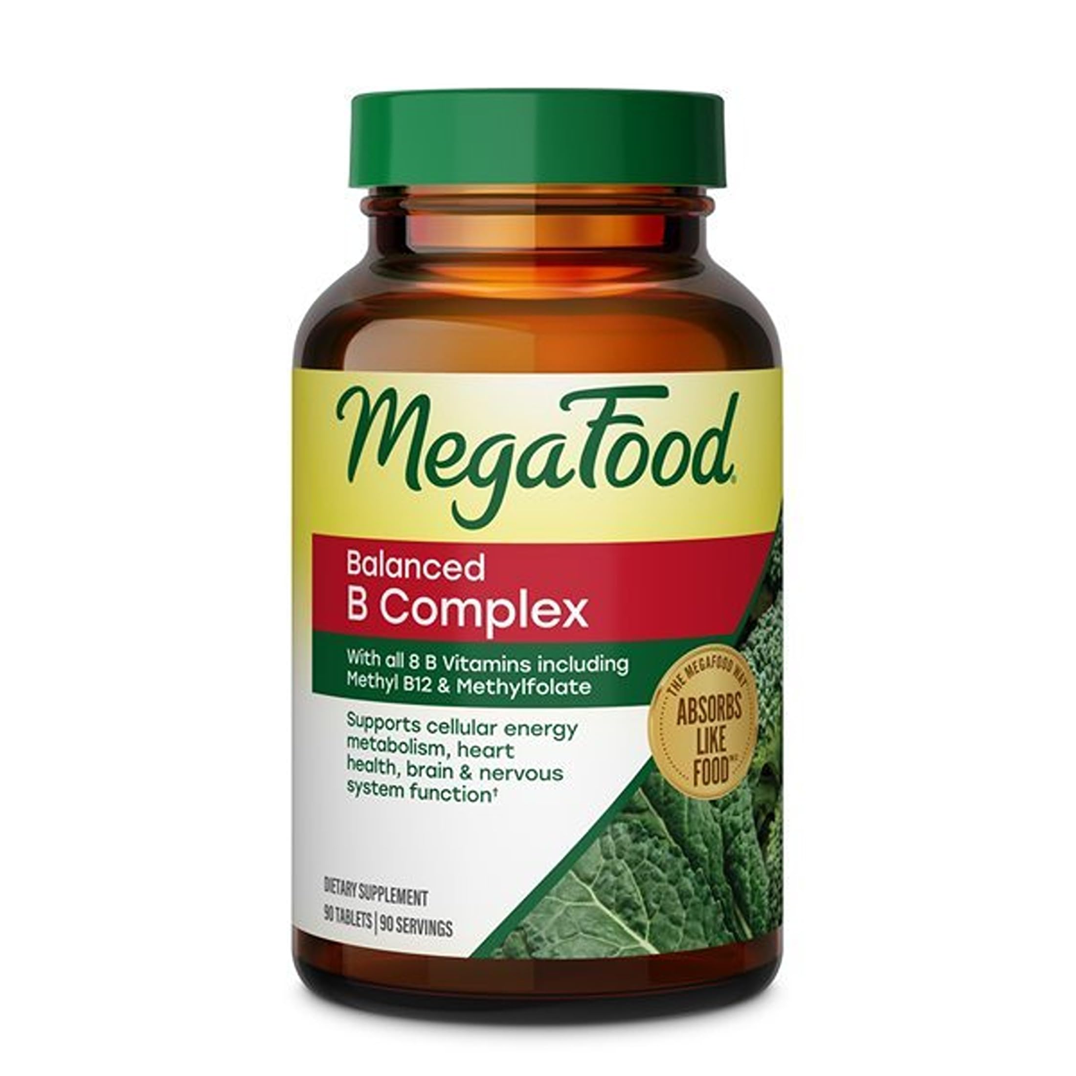 MegaFood Balanced B Complex, Cellular Energy Metabolism Support, 90 Tablets 90 Count (Pack of 1)