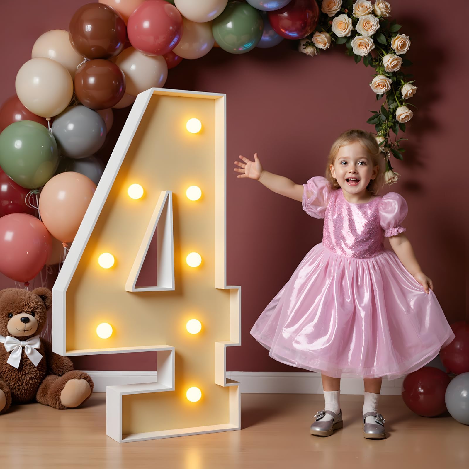 4FT Marquee Light Up Numbers 4,arty Decor Large Marquee Light Up Letters, Foam Board Set for Birthdays,Weddings,Baby Anniversaries, Easy to Assemble,4,120cm/47in — image 1