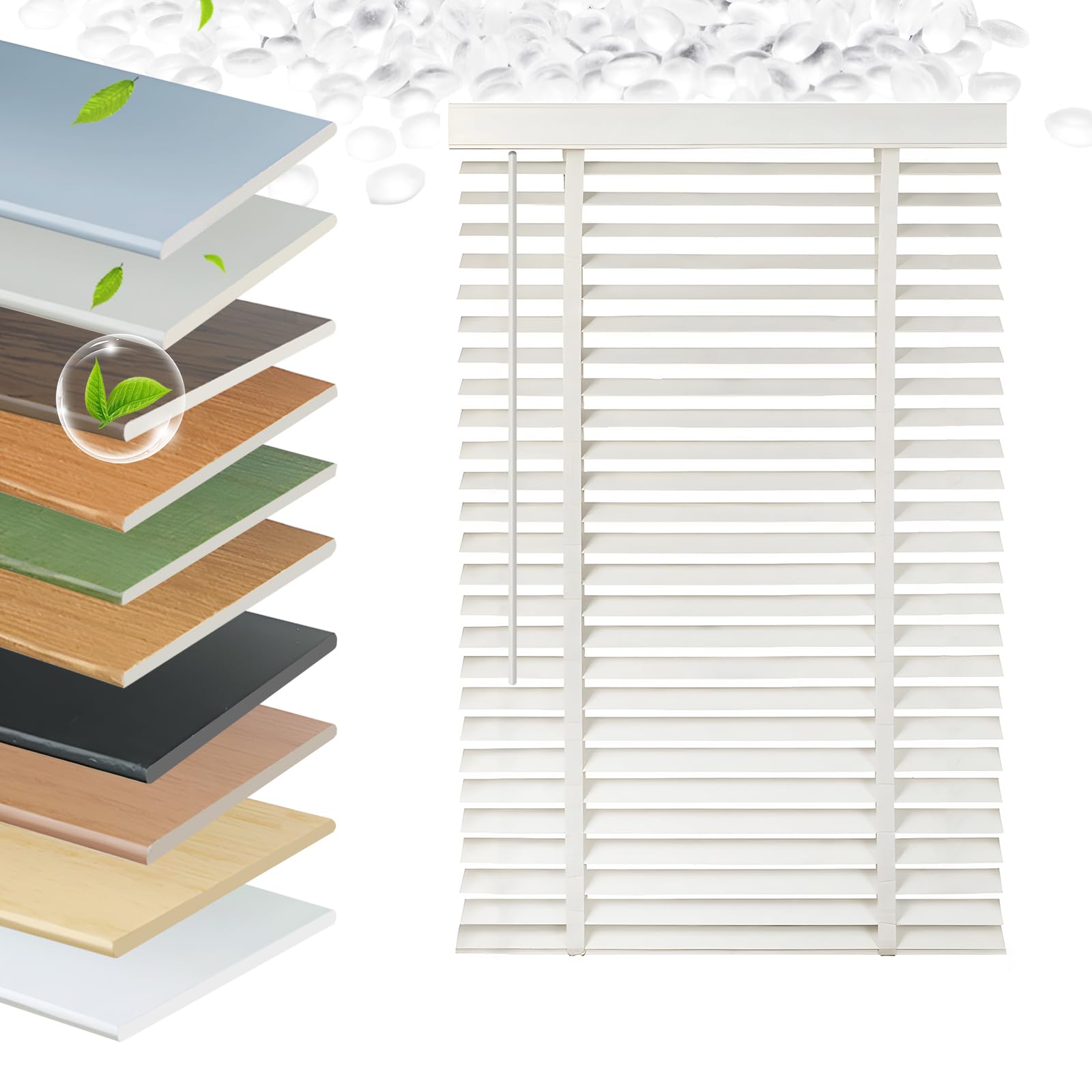 Faux Wood Blinds 2 Inch Cordless, Room Darkening Mini Venetian Horizontal Blinds & Shades for Indoor Windows, Office, Living Room, Bedroom, Multiple Colors