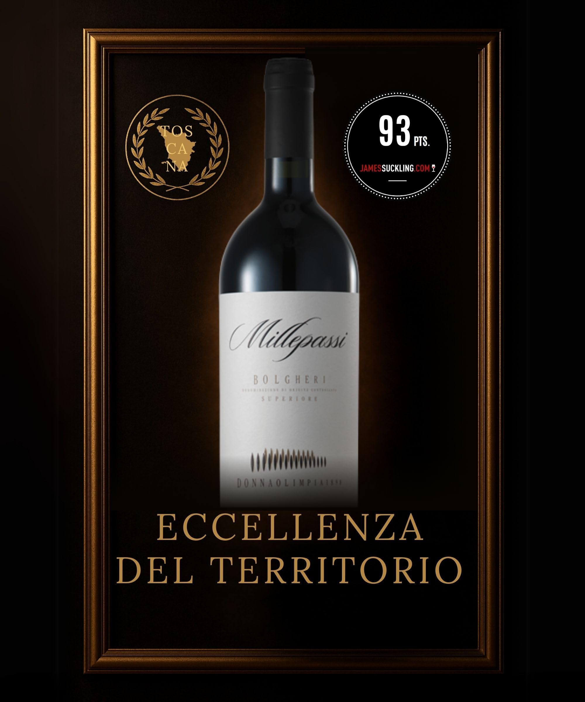 Donna Olimpia 1898 Millepassi 2020 Cassa Legno Bolgheri Superiore DOC - Cabernet Sauvignon, Merlot, Petit Verdot, affinamento in barrique, vino rosso toscano di alta qualità, 0.75L